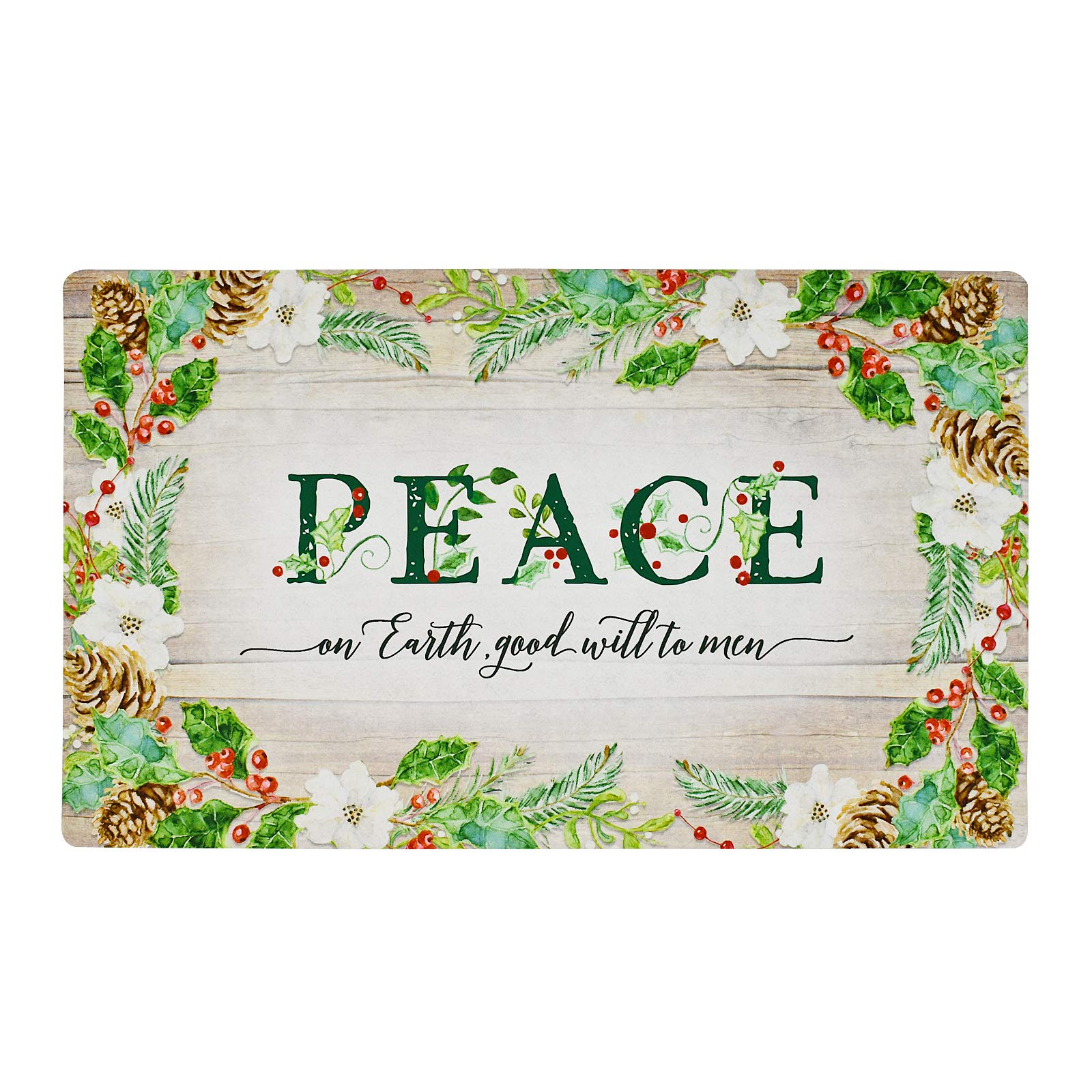 Premium Christmas Welcome Doormat - Non-Slip Rubber Backing, Low Profile Winter Holiday Entryway Mat for Front Door & Porch (28.75