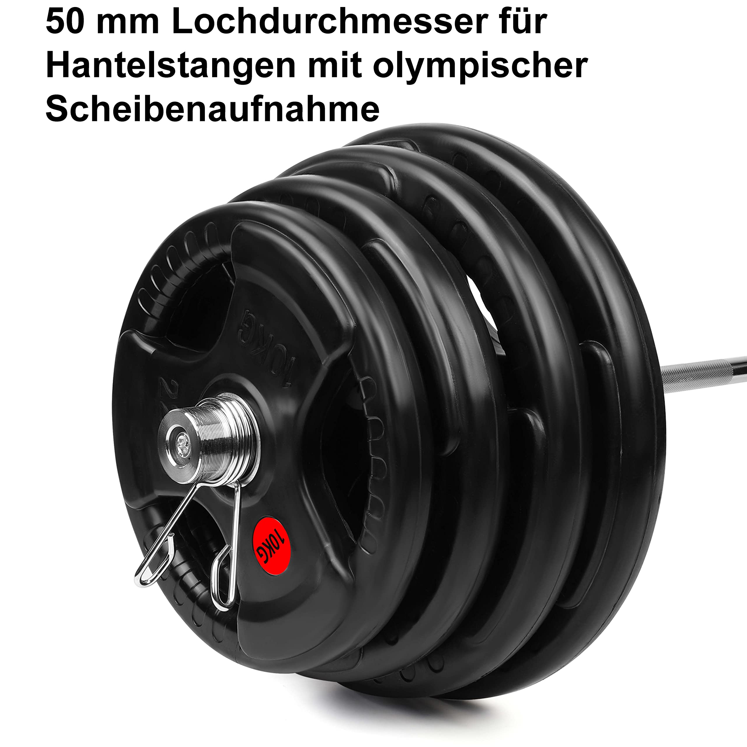 Wuuhoo® Jan Olympic Dumbbell Plates - 2-Piece Weight Plate Set with Solid Black Rubber Coating & Handles - Home Gym Equipment for Strength Training, CrossFit, and Fitness Workouts