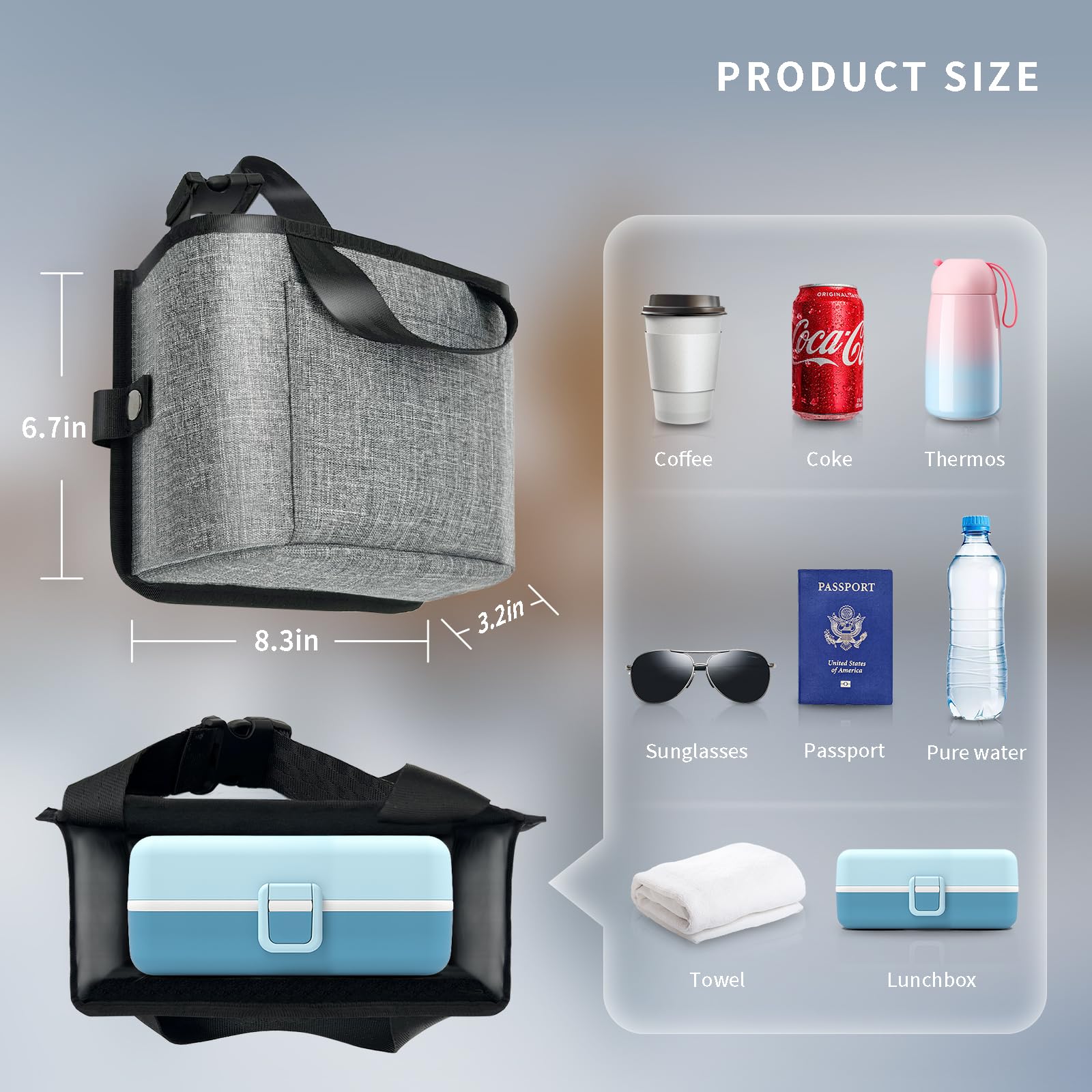 Premium Suitcase Cup Holder - Hands-Free Travel Drink Carrier for Luggage, Universal Handle Attachment, Durable Gray Travel Accessories - Perfect for Airports, Commuting & Vacations