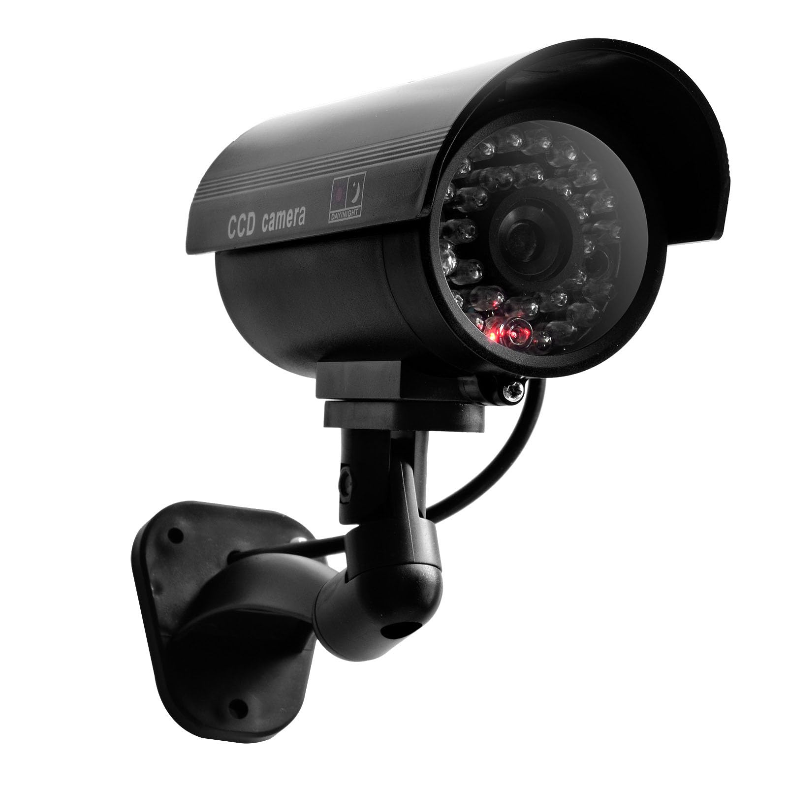 Fake Security Camera with Red Flashing Lights & Warning Sticker - Dummy CCTV Dome Surveillance System for Indoor & Outdoor Use - Ideal for Home, Office, and Store Security Deterrent