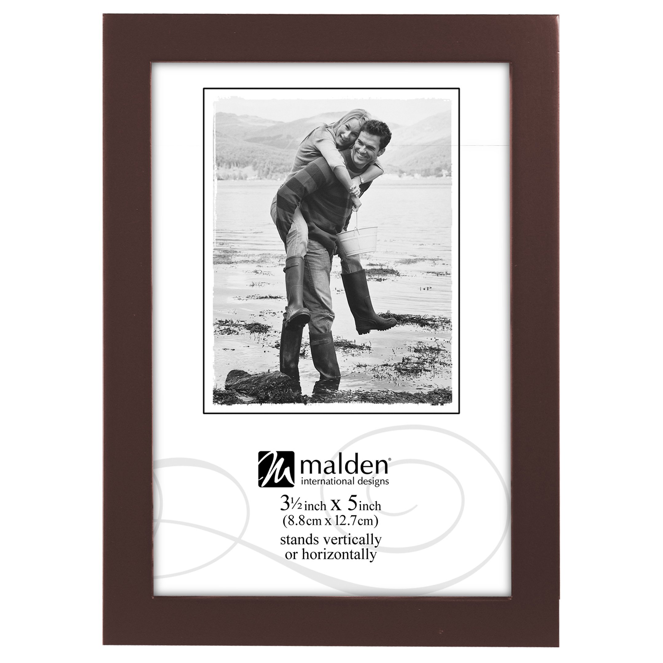 Malden International Designs Dark Walnut Wood Picture Frame 3x5 - Elegant Walnut Photo Frame for Wall Display, Tabletop Decor, Home & Office Use
