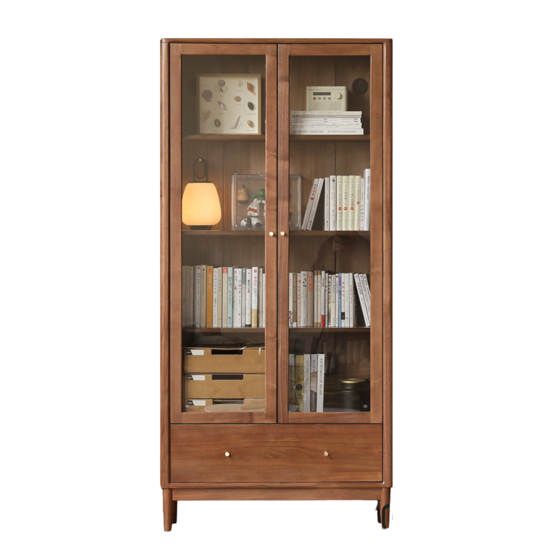 Solid Black Walnut & Oak Wood Bookcase - Customizable Wall-Mounted Bookshelf for Living Room, Home Office & Library Storage