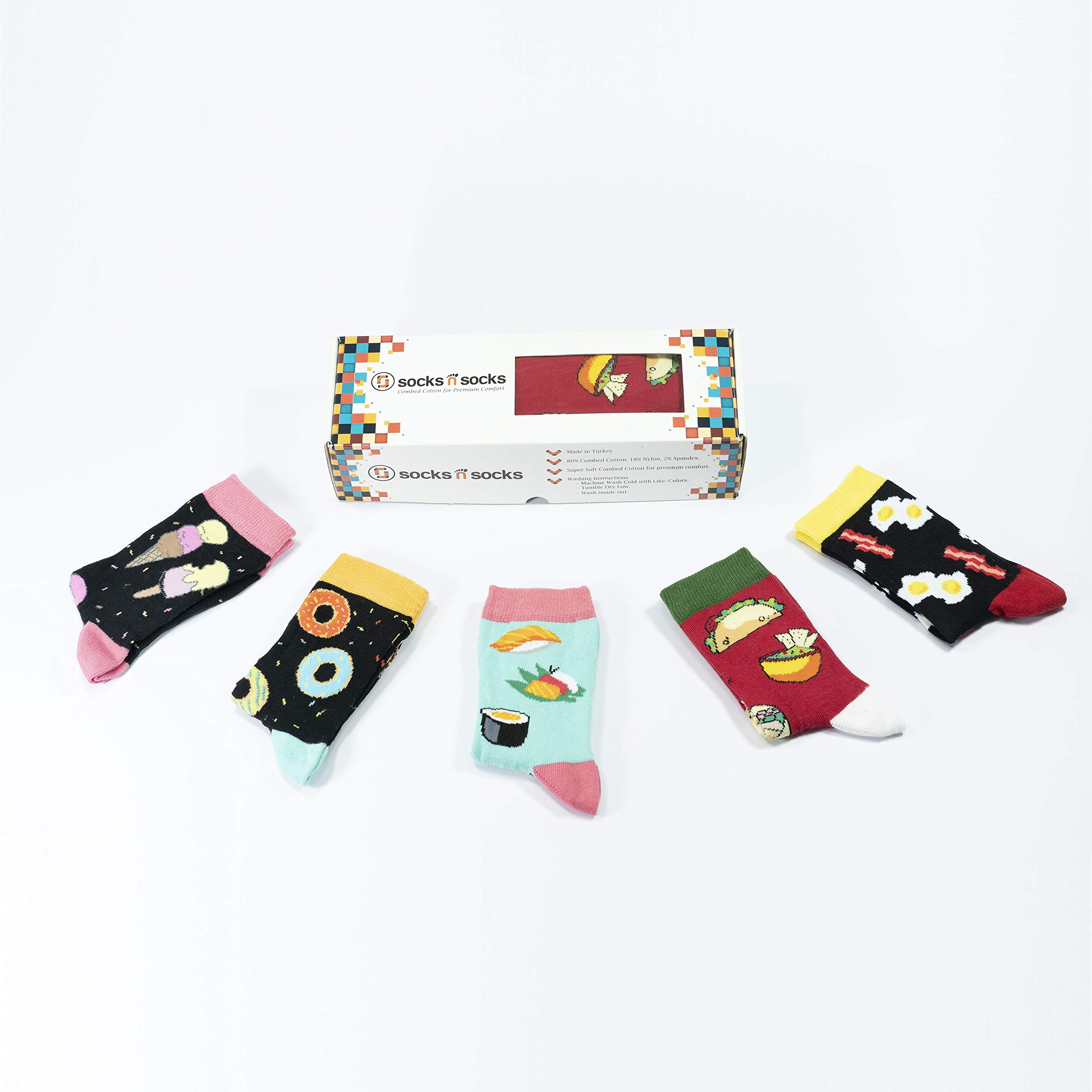 Kids 5-Pair Fun Cotton Crew Socks - Colorful Dress Socks Gift Box for Boys & Girls | School, Party & Everyday Wear