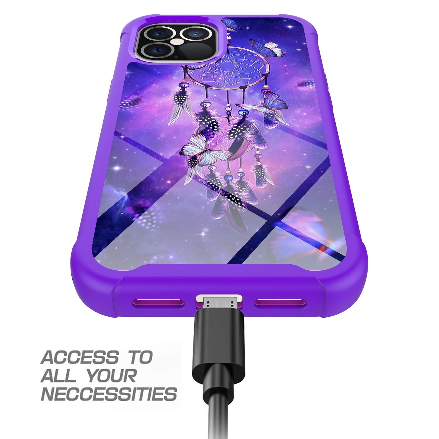 iPhone 12 Pro Max Case 6.7 Inch - Rosebono Hybrid IMD Design, Anti-Scratch Silicone Cover with Fashion Graphic (Dream Catcher) - Perfect for Daily Protection & Style Enhancement
