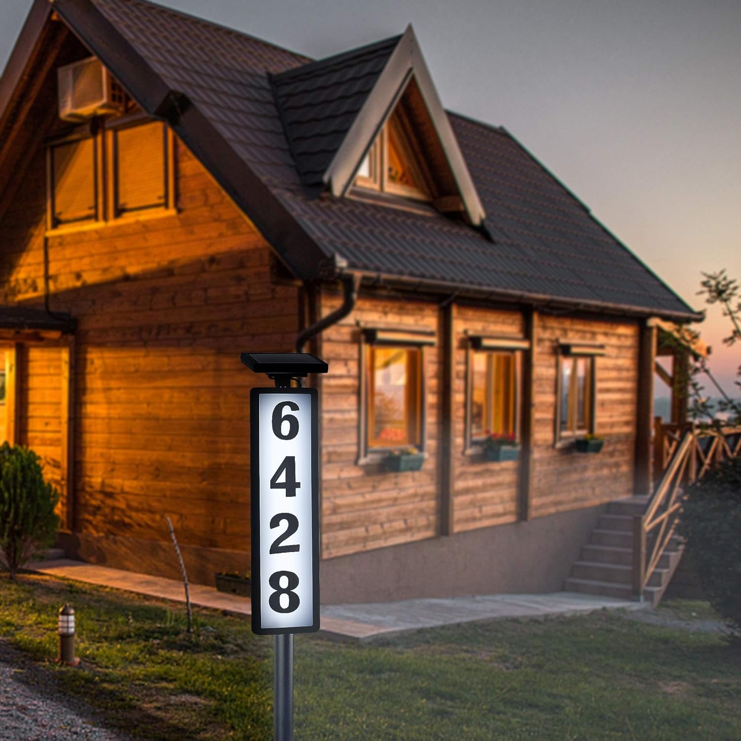 Solar Powered Address Sign - Waterproof LED Illuminated House Numbers for Outdoor Yard, Gate & Mailbox - Perfect for Nighttime Visibility & Home Security
