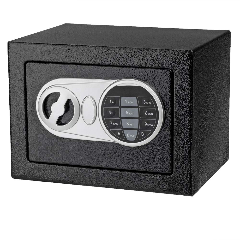 Sunyurui Digital Keypad Safe Box - Secure Cash, Jewelry, Passports & Guns - Electronic Lock Security for Home, Office & Hotel - Wall or Cabinet Mounting Design - Black