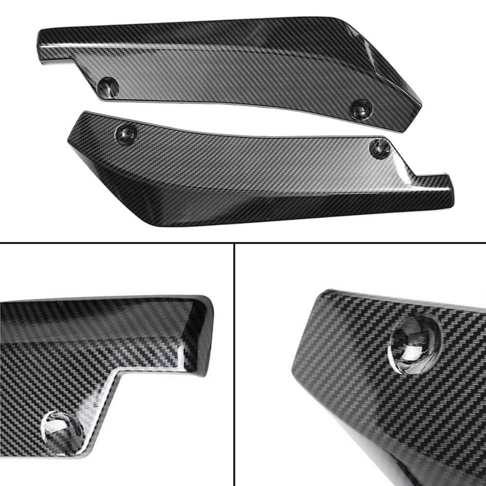 Universal Auto Carbon Fiber Rear Bumper Diffuser Splitter Canards Lip Spoiler 2pcs - High Performance Car Body Kit for Sports & Luxury Vehicles - Perfect for Racing, Car Shows & Street Style Enhancement