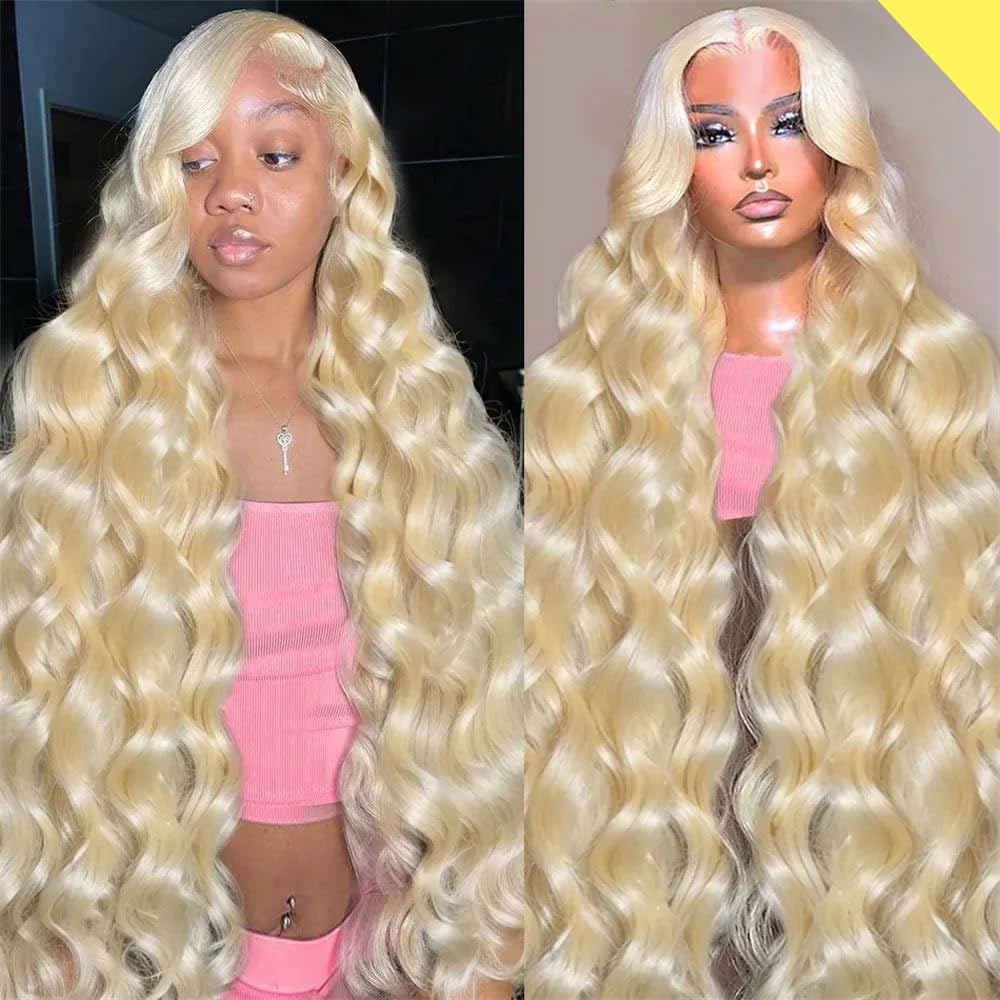 30 Inch 613 Blonde Human Hair Wig - 180% Density Body Wave Lace Front Wig with Pre-Plucked Hairline & Baby Hair | Glueless Design for Daily Wear, Cosplay & Special Occasions