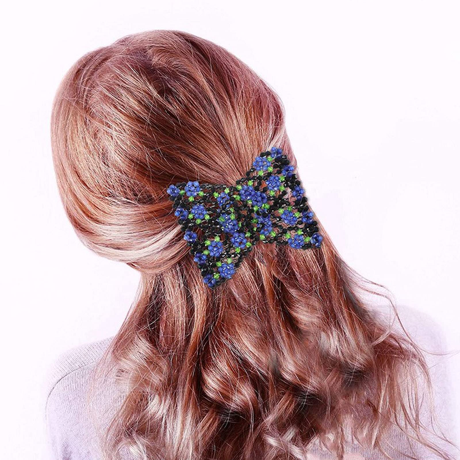 Elegant Crystal Hair Comb Clips Set - 5pcs Beaded Hair Slides & Elastic Combs for Women & Girls | DIY Styling Accessories for Weddings, Parties & Everyday Wear