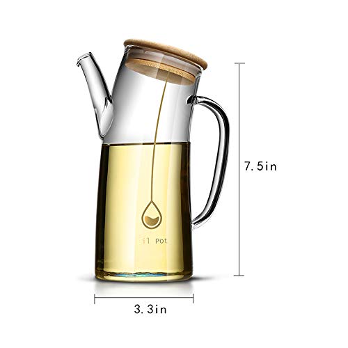 25 oz Olive Oil Dispenser Bottle with Handle - Clear Glass Non-Drip Kitchen Container for Oil & Vinegar - Leakproof Design Perfect for Cooking, Salad Dressing & Baking