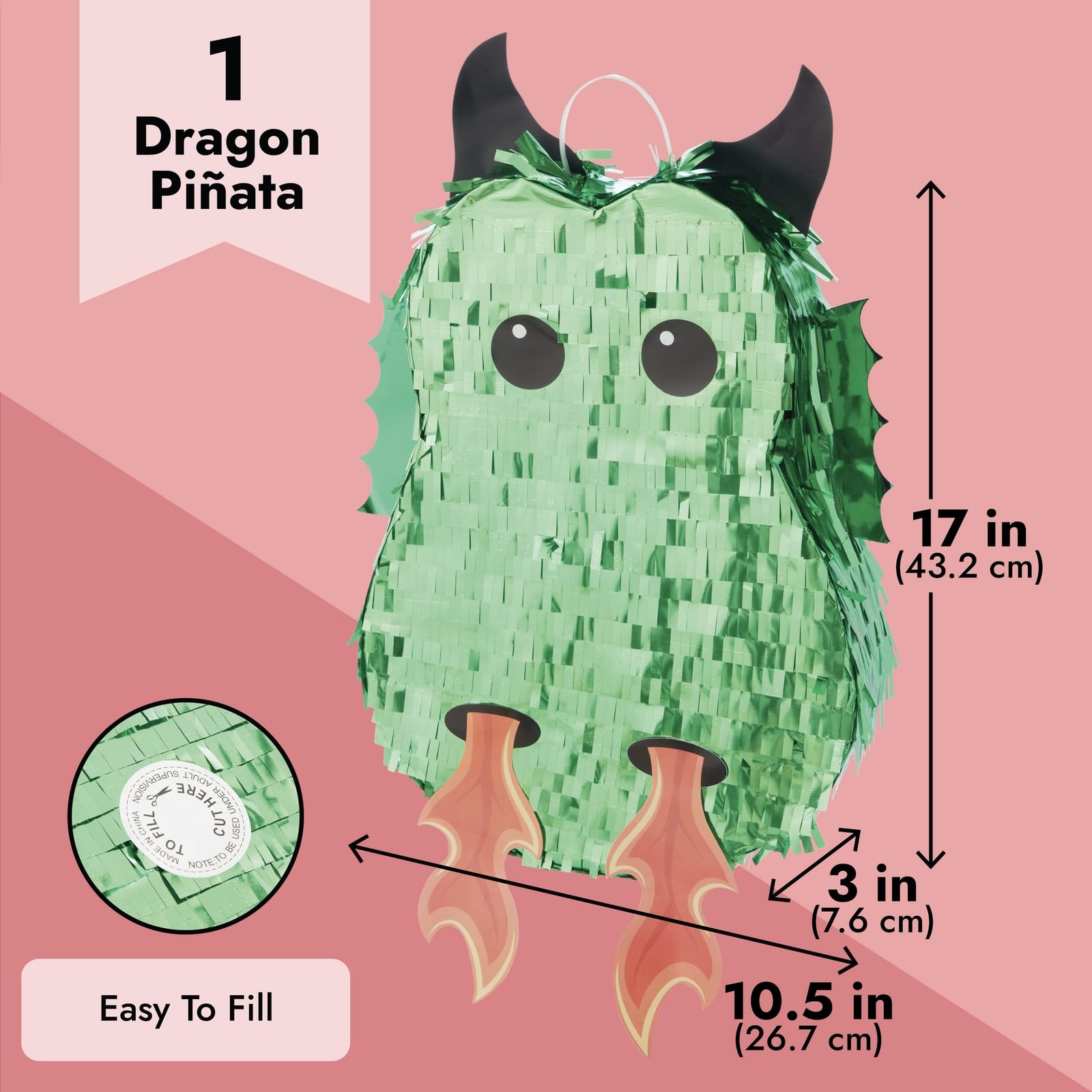 Blue Panda Green Dragon Pinata for Kids Birthday Party - Knight Themed Party Decorations (17 x 10.5 x 3 Inches) - Perfect for Medieval, Fantasy, and Dragon Birthday Celebrations