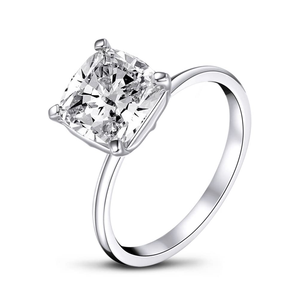 3 Carat Moissanite Engagement Ring for Women - 3ct D Color VVS1 Simulated Diamond Wedding Band - Sterling Silver Plated with 18K White Gold - Perfect for Proposals, Anniversaries & Special Occasions
