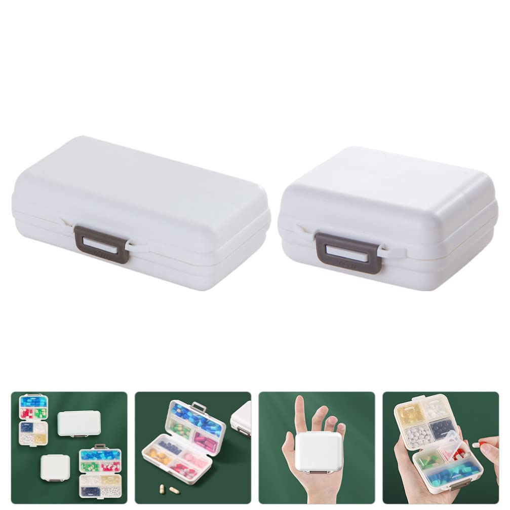 Healifty 2-Pack 7-Day Portable Pill Organizer with Partition Design - Compact Plastic Travel Pill Case for Daily Medication Storage - Perfect for Travel, Hiking, and Outdoor Activities