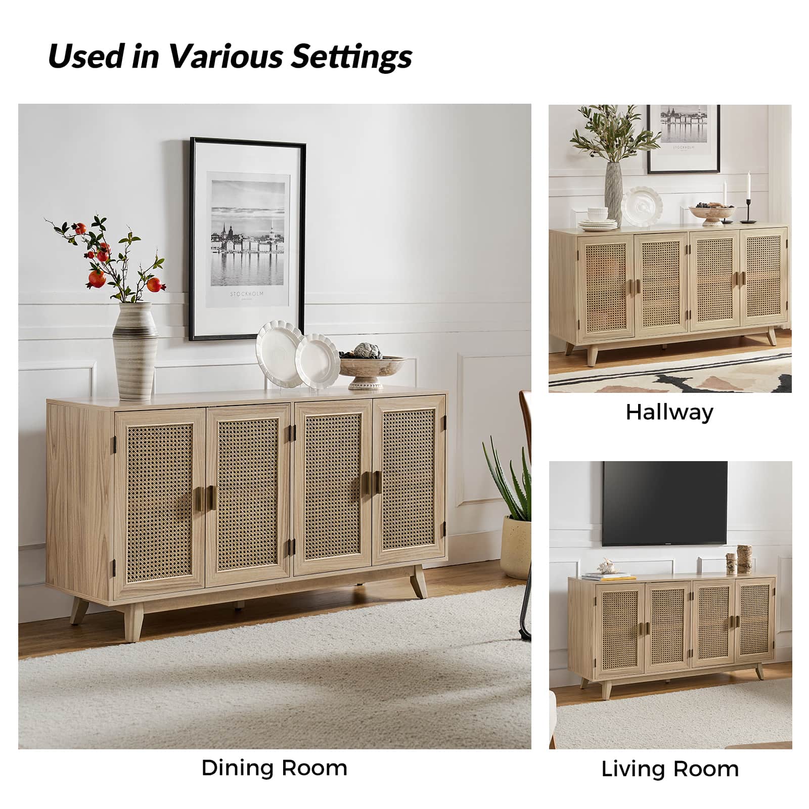 65 Inch TV Stand Console Table with Storage - Modern Entertainment Center for Living Room, Bedroom & Home Theater