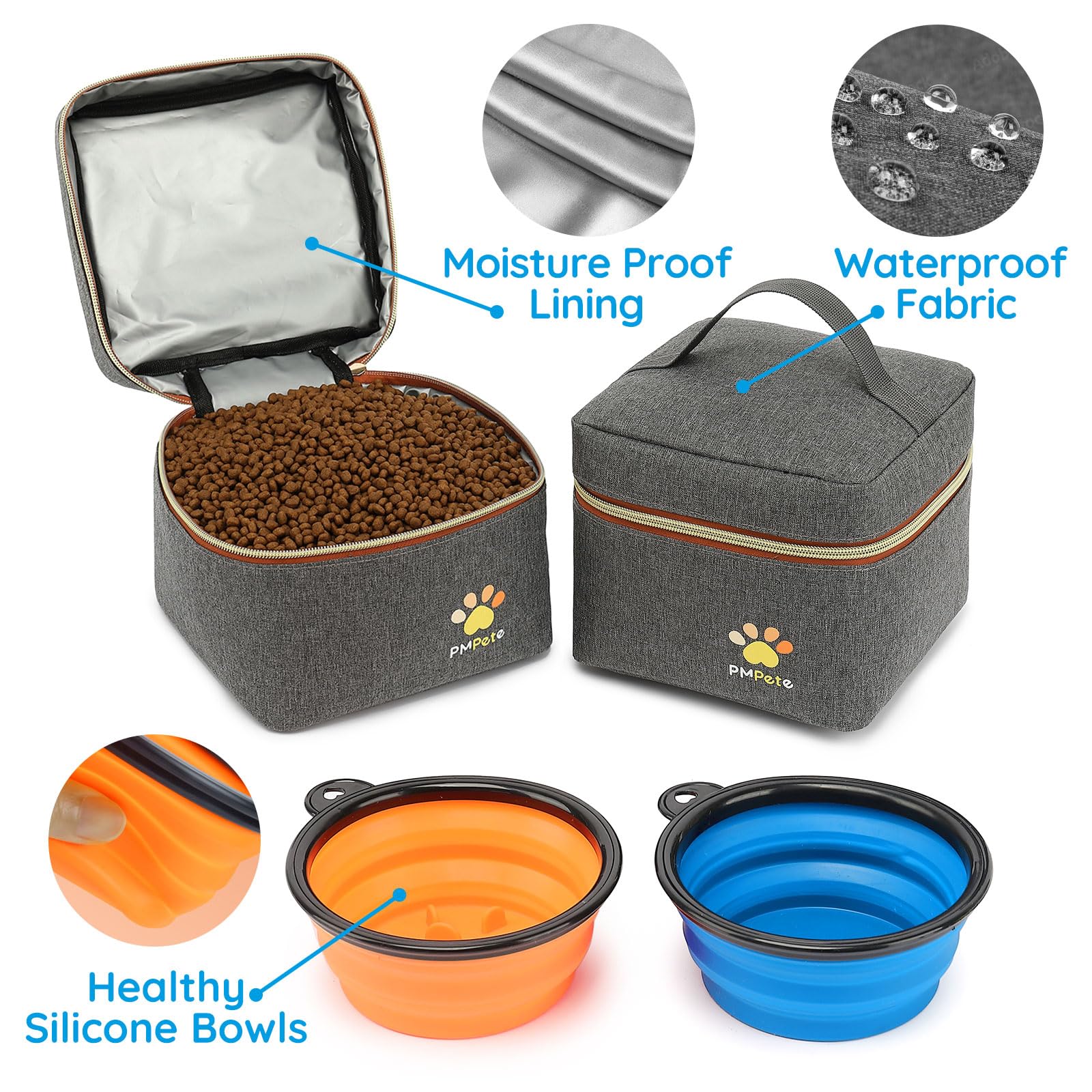 Durable Multi-Function Dog Travel Bag for Dogs & Cats - Waterproof Pet Carrier with Storage Pockets - Perfect for Overnight Trips, Vet Visits & Outdoor Adventures (Grey)