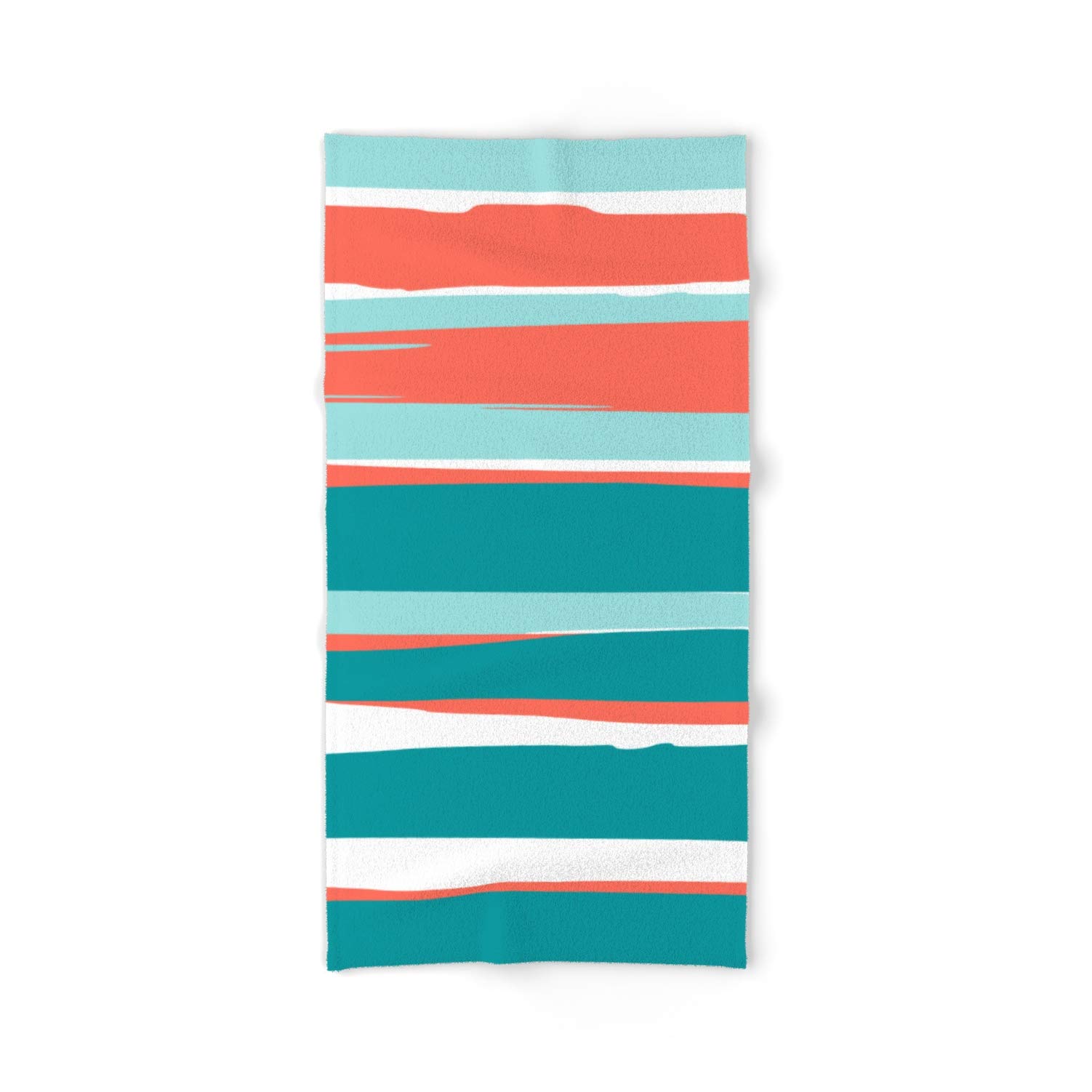 Premium Striped Bath Towel Set - Coral, Teal & Aqua Color Stripes by Megan Morris | Soft, Absorbent & Quick-Drying | Perfect for Spa, Beach & Luxury Bathrooms