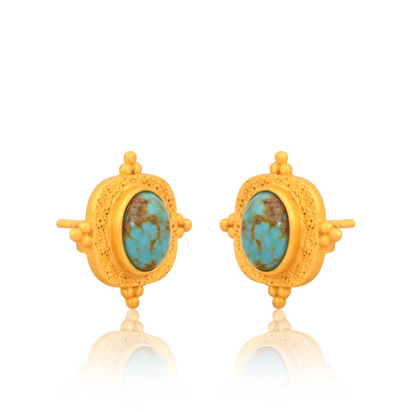 Lost in Paradise Stud Earrings - Turquoise Gemstone Jewelry for Women | Boho Chic Style, Gift for Her, Everyday Wear & Special Occasions