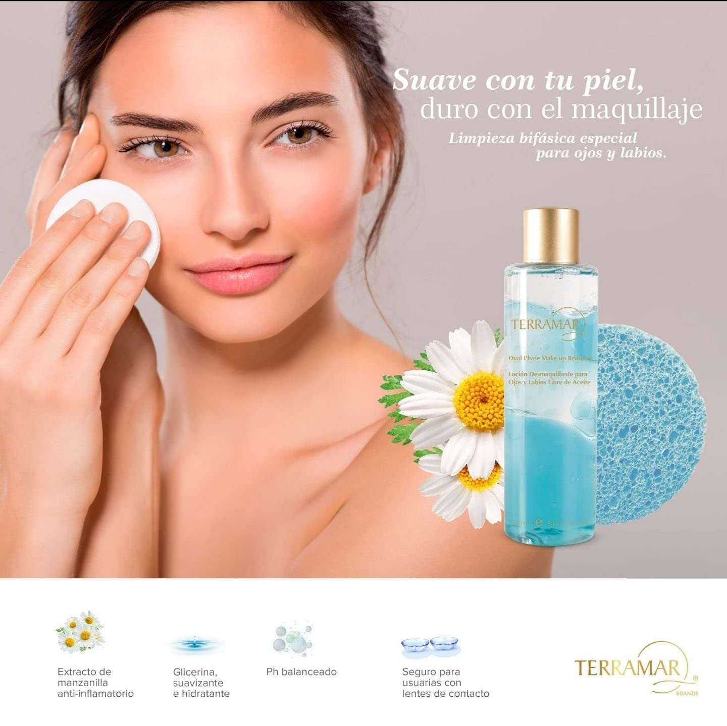 Terramar Dual Phase Makeup Remover - Oil & Water Formula for Gentle Eye & Face Cleansing | Perfect for Sensitive Skin & Waterproof Makeup Removal