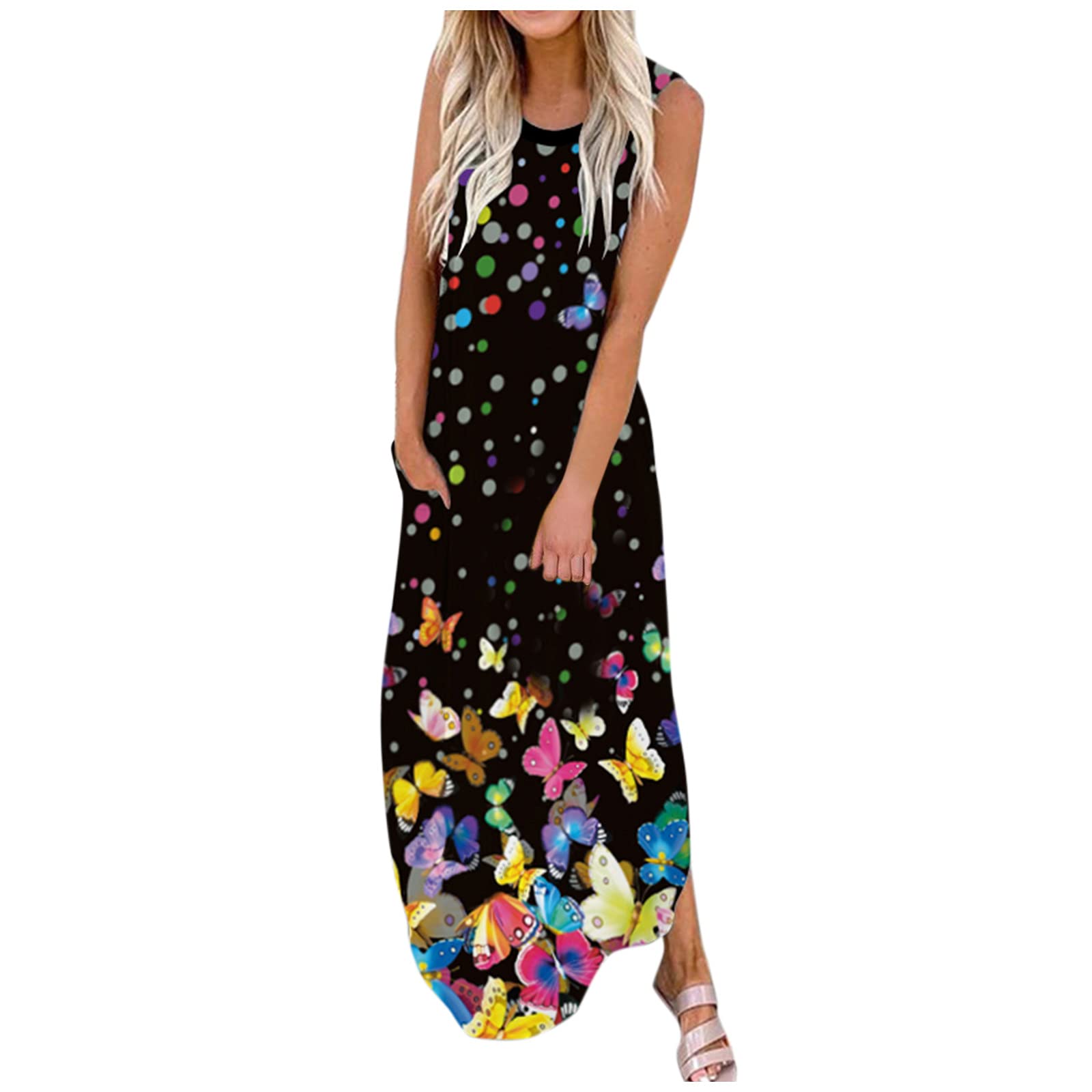 Floral Print Maxi Dress for Women - Sleeveless, Loose Fit, Casual & Beach Wear, Perfect for Summer Vacations, Outdoor Parties, and Boho Fashion