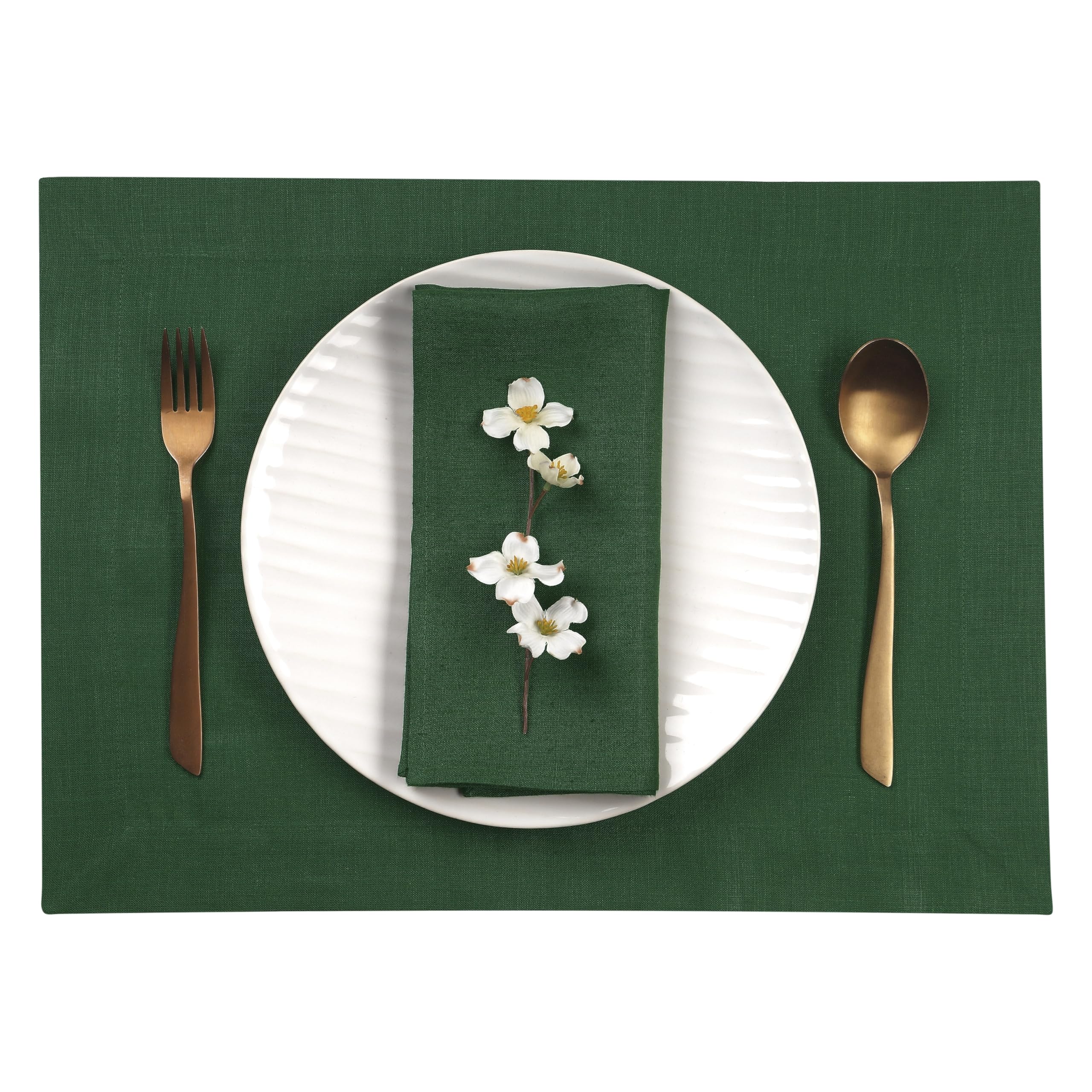 D'Moksha Homes 100% Pure Linen Placemats Set of 4 - 14