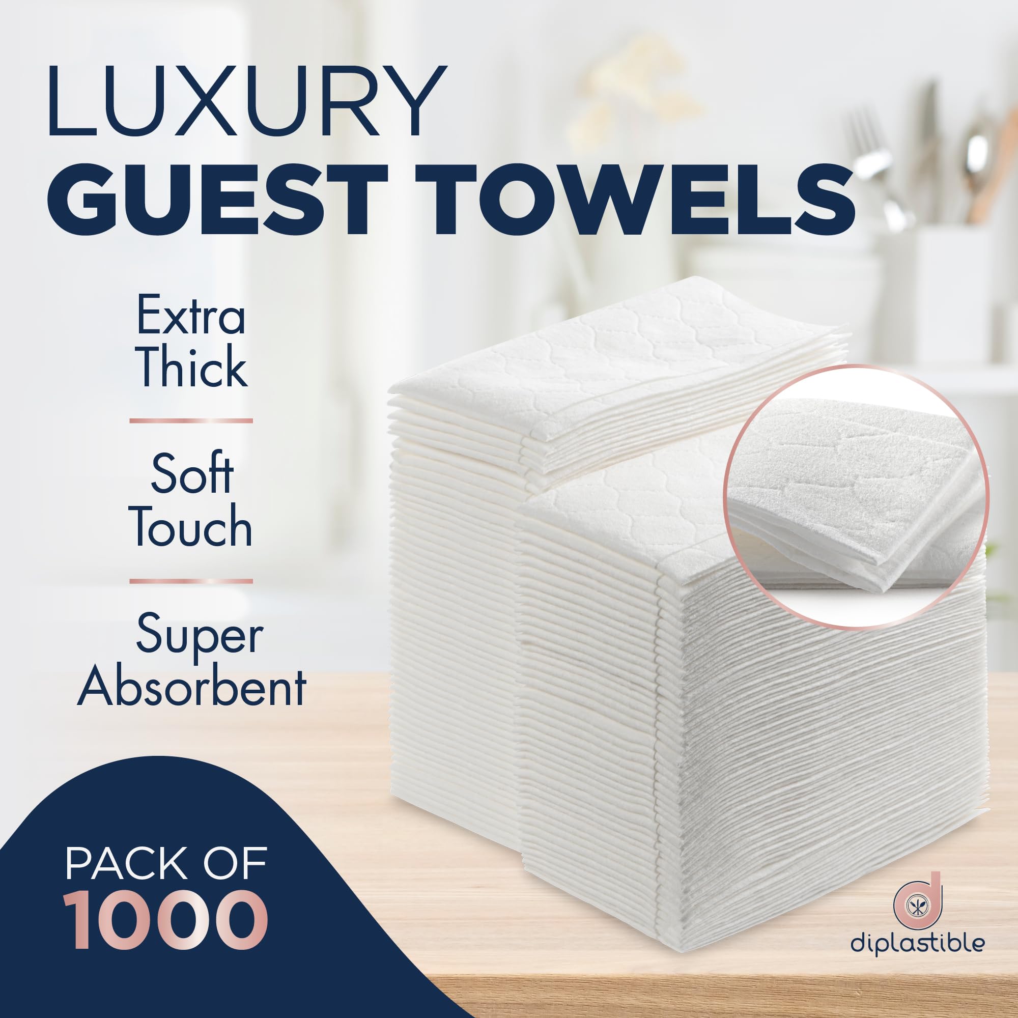 1000 Pack Disposable Guest Towels - Premium White Bathroom Napkins, Heavy Duty & Ultra Absorbent Paper Hand Towels with Linen Feel for Home, Parties, Events | Ideal for Guest Bathrooms, Weddings, Restaurants & Office Use