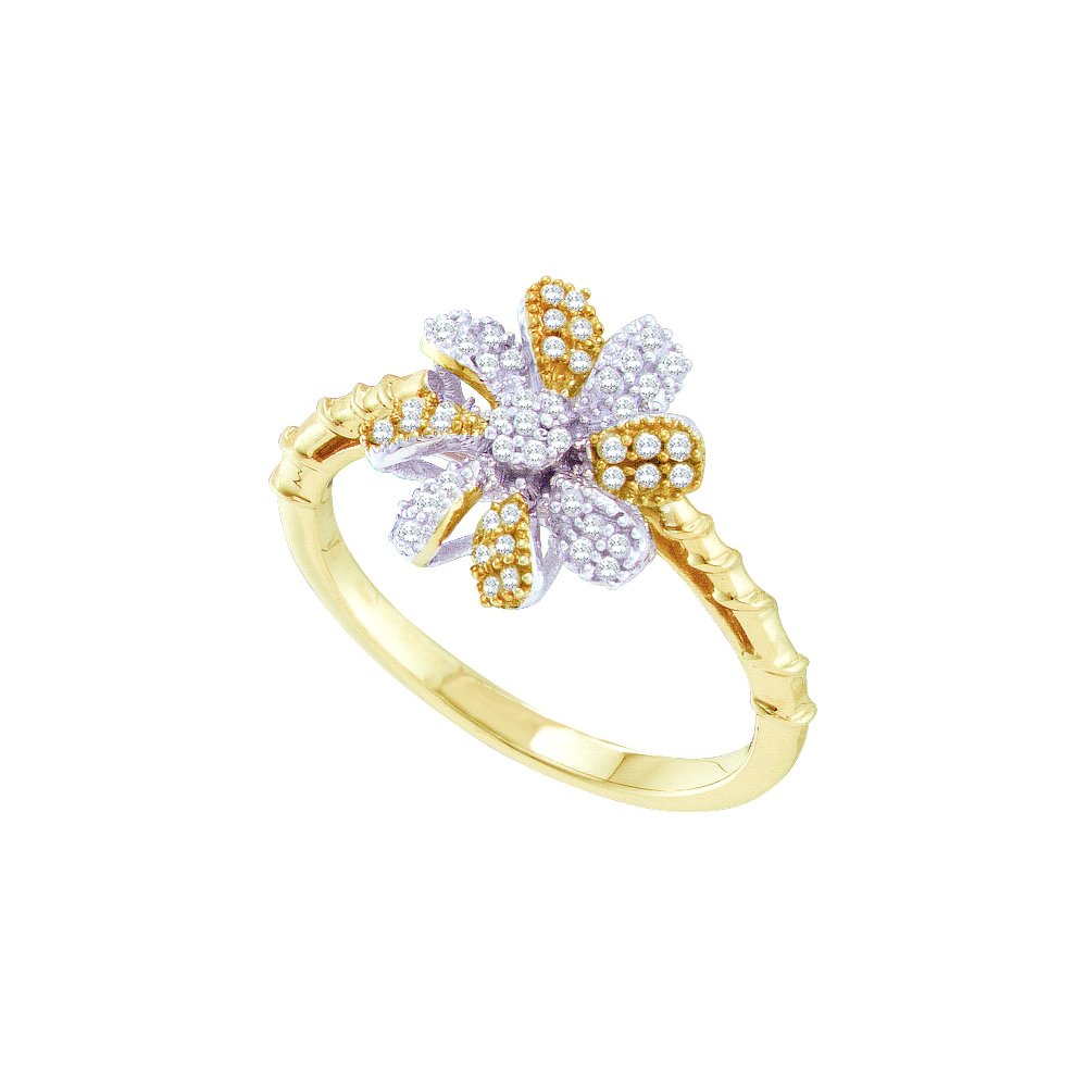 Dazzlingrock 1/4 Carat Diamond Flower Ring for Women - Elegant Floral Engagement, Wedding, Anniversary Jewelry Gift