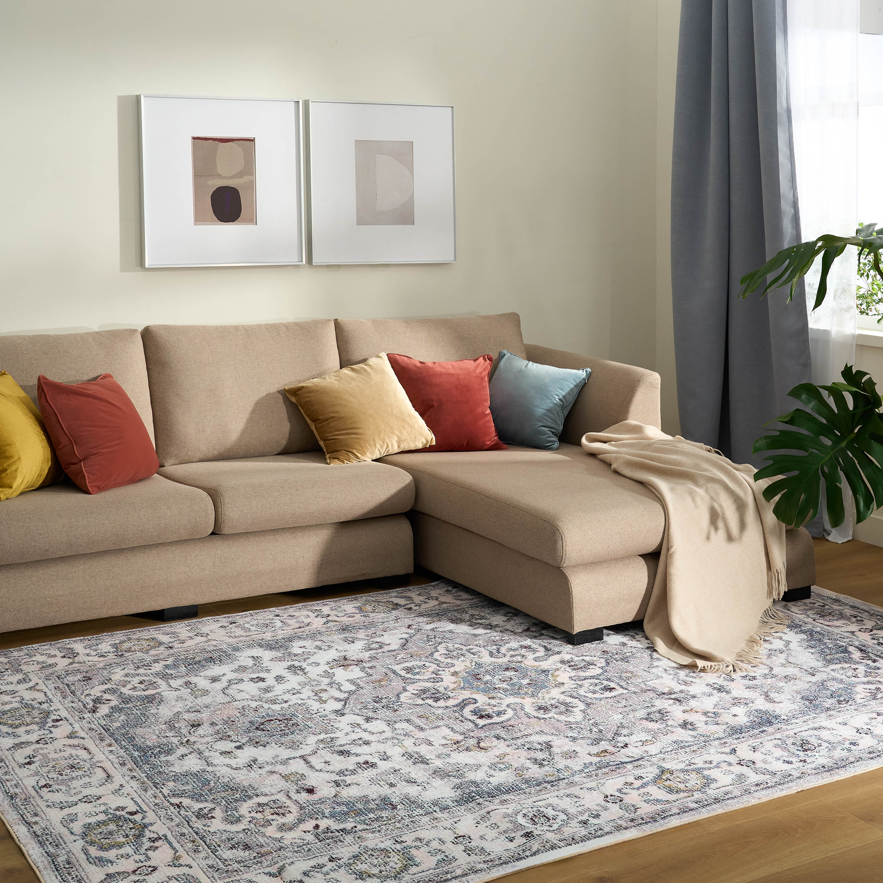 Easy Clean Classic Persian Style Spillproof Plush Area Rug - Soft Living Room Carpet for Home Decor, Bedroom & High Traffic Areas