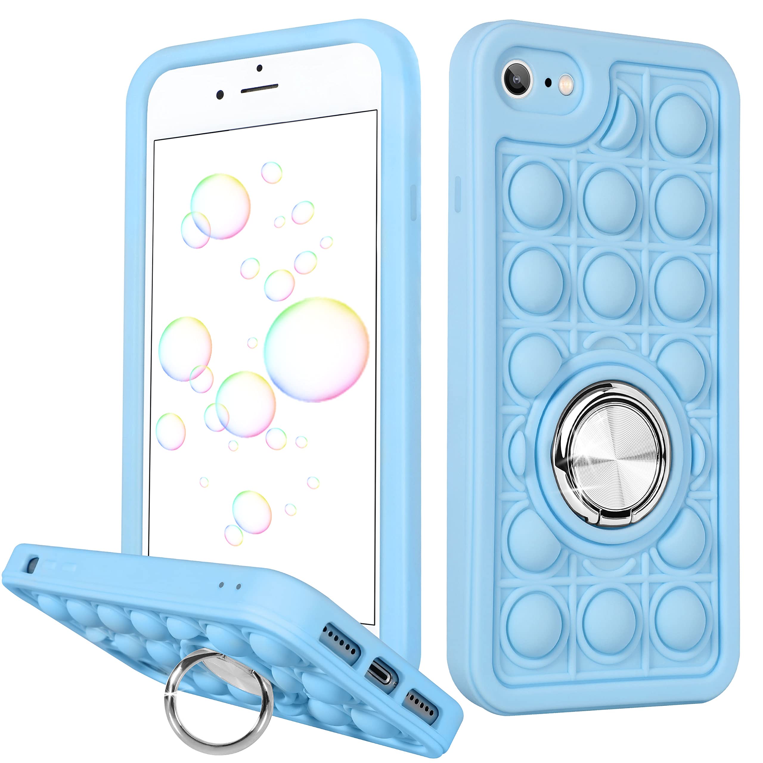 Joyleop Blue Bubble Silicone Phone Case for iPhone SE 2022/2020/7/8 4.7