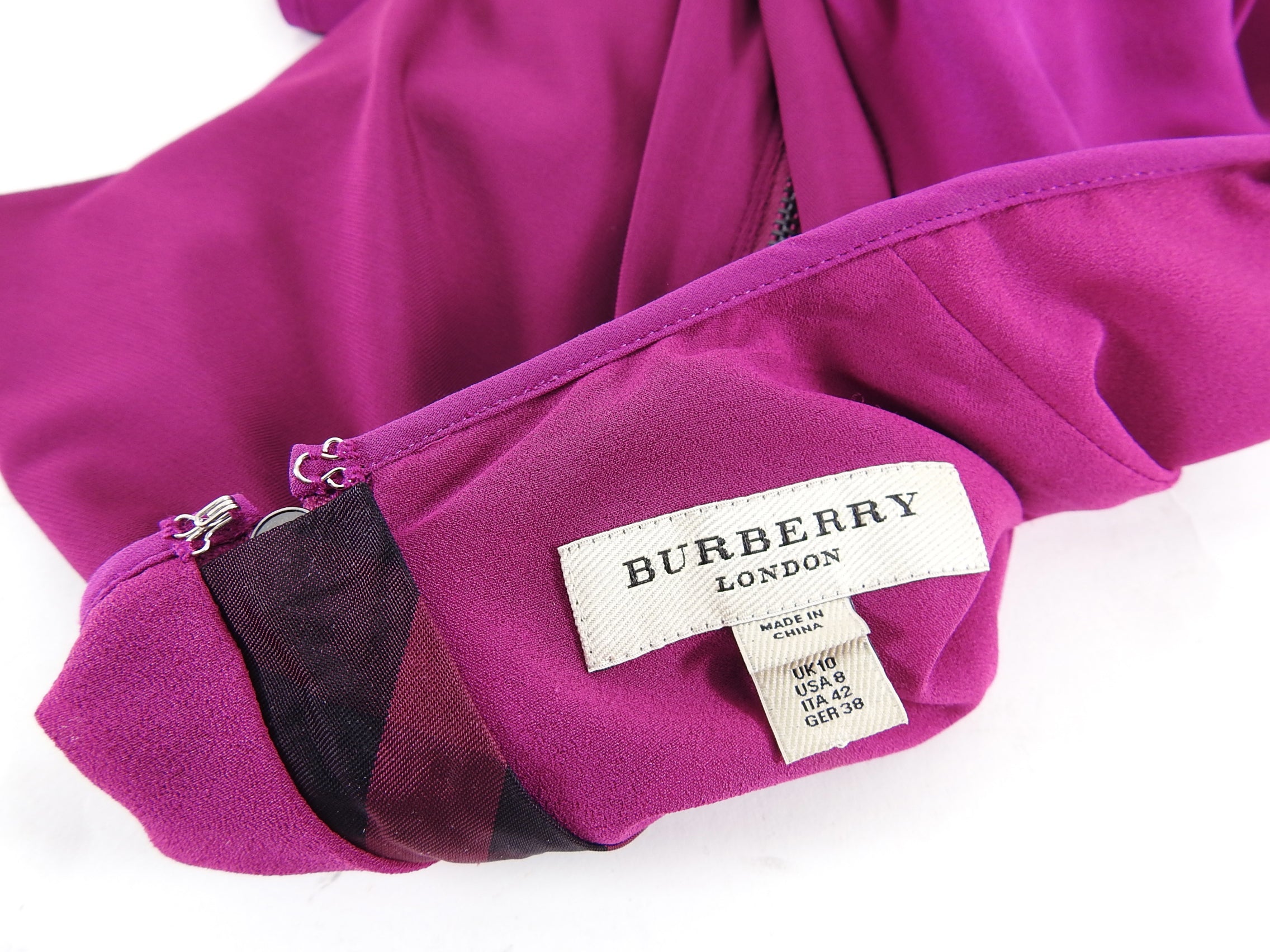 Burberry London Fuchsia Sleeveless Silk Wiggle Dress - Size US 8 | Elegant Cocktail Party & Evening Wear
