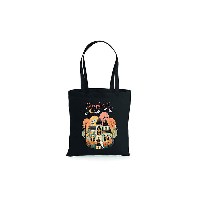 Laliblue Creepy Halloween Party Tote Bag - Spooky Design for Trick or Treat, Costume Parties & Themed Events - Durable Reusable Grocery Shopping Bag
