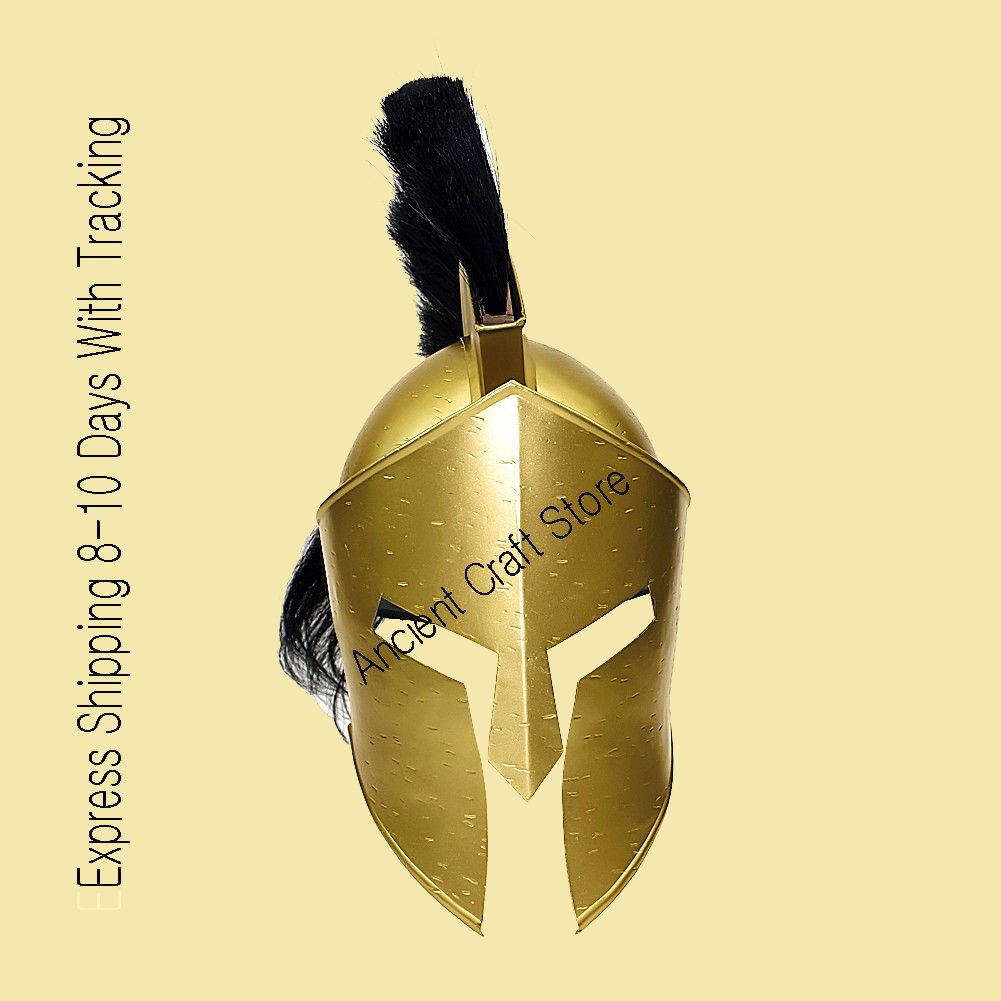 Ancient Greek Spartan Helmet King Leonidas 300 Movie Replica with Liner & Chin Strap - Perfect for Cosplay, Halloween Costumes, Historical Reenactments, and Collectors Display