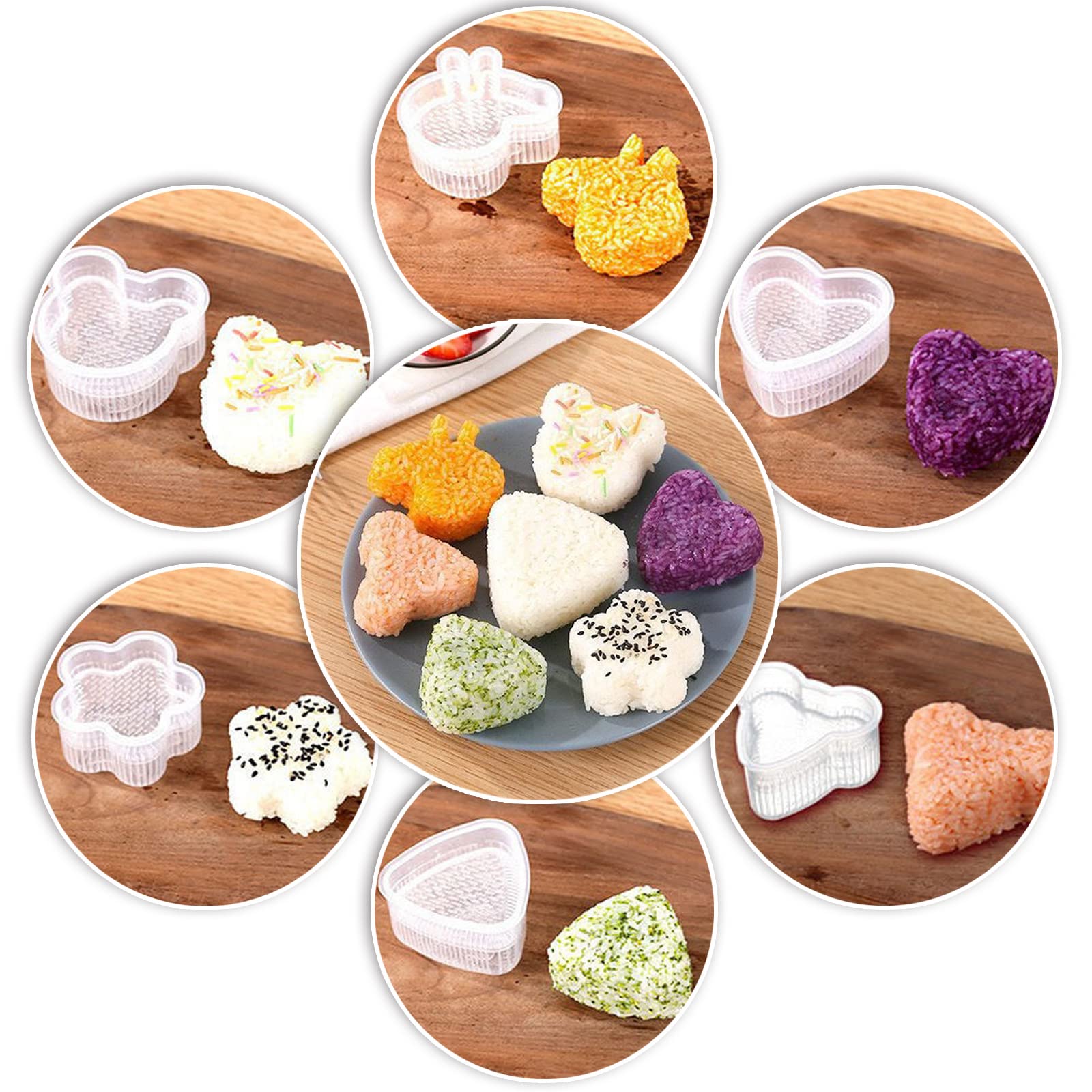 8Pcs Cute Cartoon Sushi Making Kit - DIY Onigiri Rice Ball Maker Mold & Sushi Roller Tool for Home Kitchen | Perfect for Kids Cooking, Party Food Prep & Japanese Cuisine Lovers
