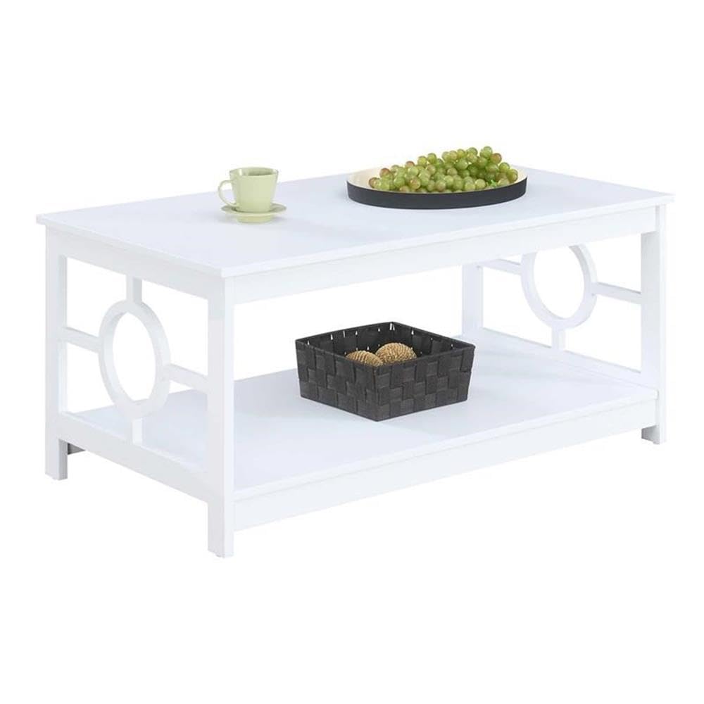 Modern White Wood Coffee Table - Pemberly Row Contemporary Living Room Center Table for Home Decor & Entertaining