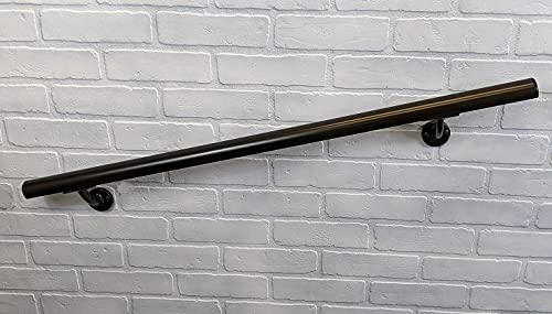 DHR 10' Handrail Section with Mounts - Oiled Bronze Finish - Stair Handrail - USA Made Railing - Easy to Install for Indoor & Outdoor Stairs, Porch, Deck - Perfect for Home Safety and ADA Compliance