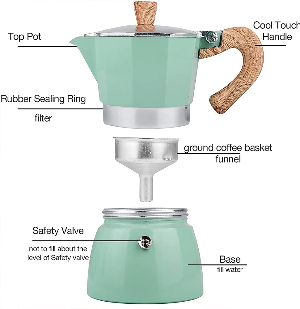 Italian Stovetop Espresso Maker - Classic Aluminum Moka Pot for Strong Espresso, Cuban Coffee & Percolator Brewing | Perfect for Home, Camping & Gifts | BPA-Free & Durable