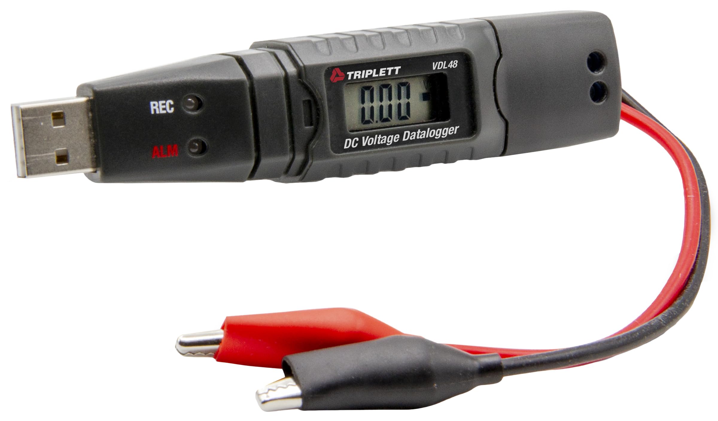 Triplett VDL48 DC Voltage USB Datalogger - 48V Max Single Channel DC Voltage Monitor for Industrial Equipment & Solar Power Systems | USB Data Logging Device for Electrical Testing & Maintenance