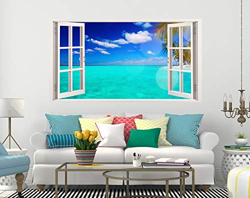 3D Removable Vinyl Wall Stickers - Tropical Beach Wall Art, Easy Peel & Stick Wallpaper (85x105cm) | Durable, Waterproof Decals for Living Room, Bedroom, Nursery & Office Decor