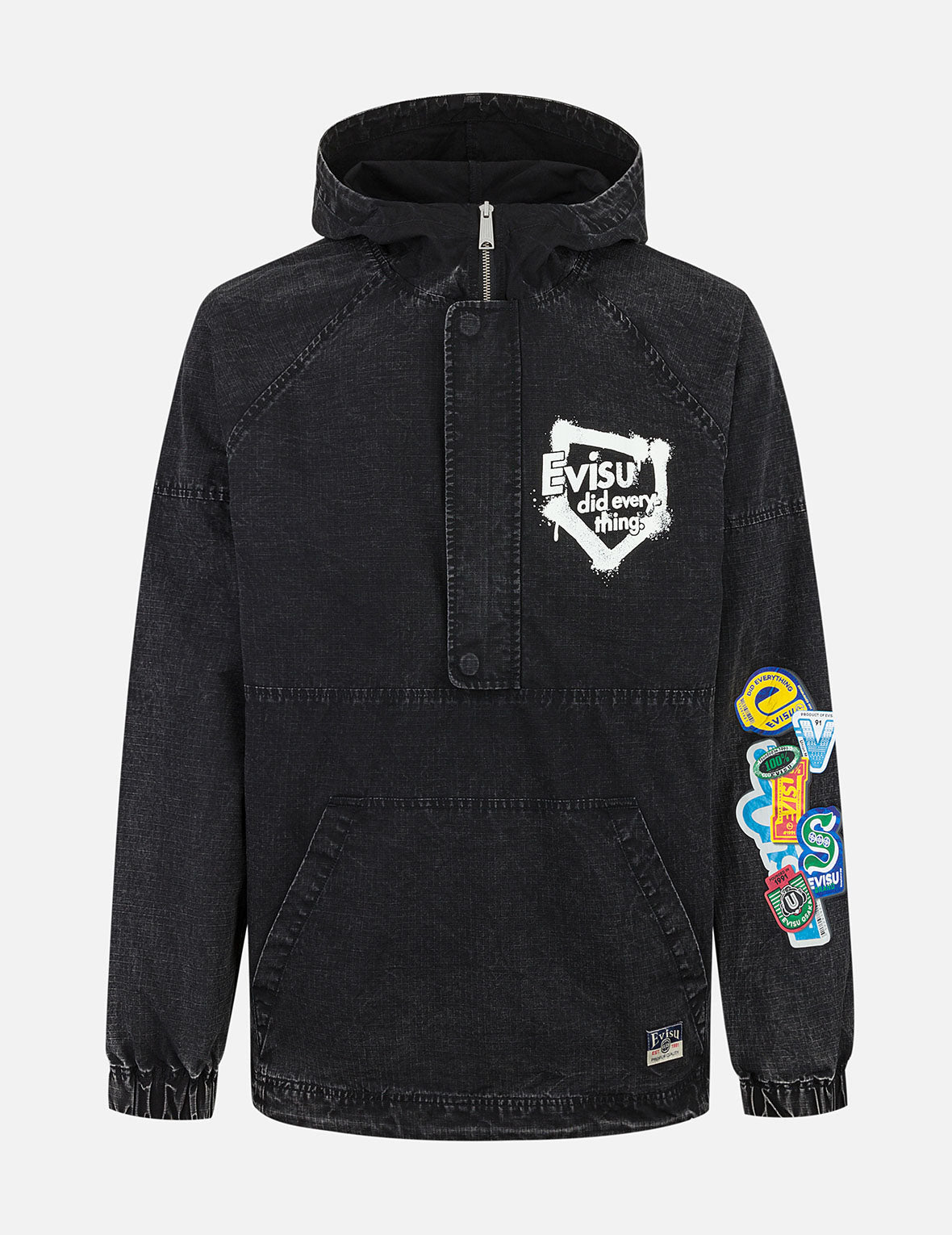 Graffiti Logo Relax Fit Half Zip Hooded Jacket - Stylish Streetwear for Men & Women - Perfect for Casual Outings, Gym, and Urban Fashion