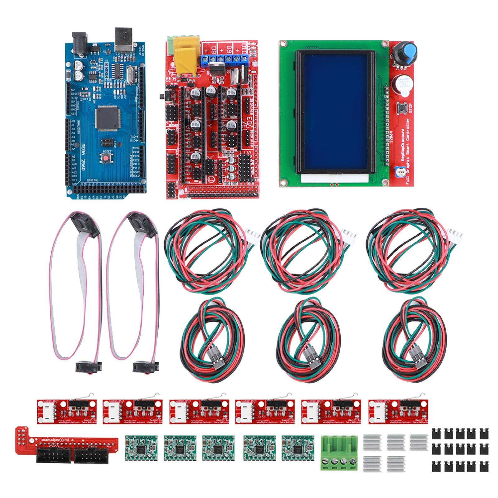 3D Printer Kit with RAMPS 1.4 Controller & 12864 LCD Display - A4988 Stepper Driver Board - Compatible with RepRap DIY 3D Printers - Perfect for Home Prototyping, School Projects & Maker Workshops
