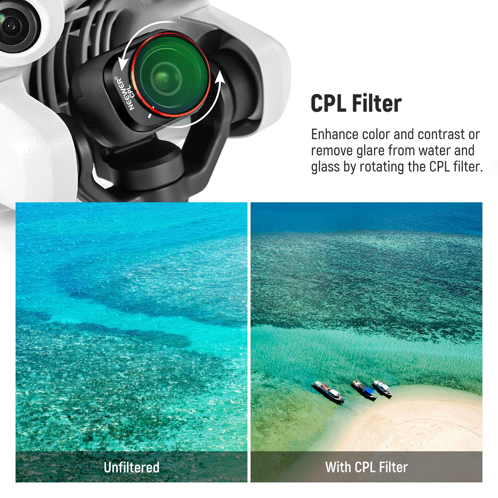 NEEWER 8 Pack ND Filters Set for DJI Mini 4 Pro Drone - Professional Neutral Density Lens Filters for Aerial Photography & Videography in Sunny Conditions