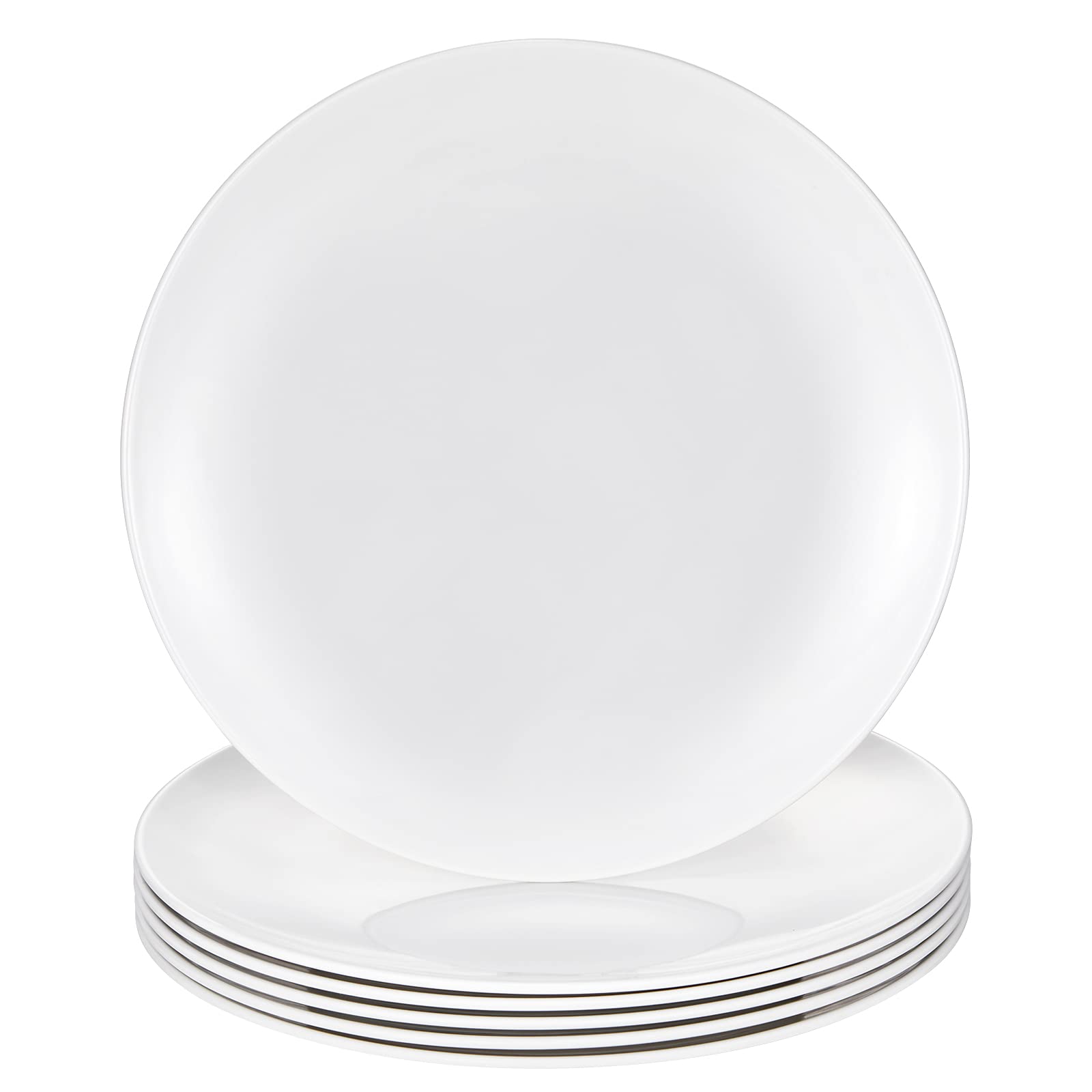 Premium 11-Inch White Melamine Dinner Plates - Set of 6, Durable & Dishwasher Safe Round Deep Plates for Restaurant, Home, Party & Outdoor Use - PYW-11-06