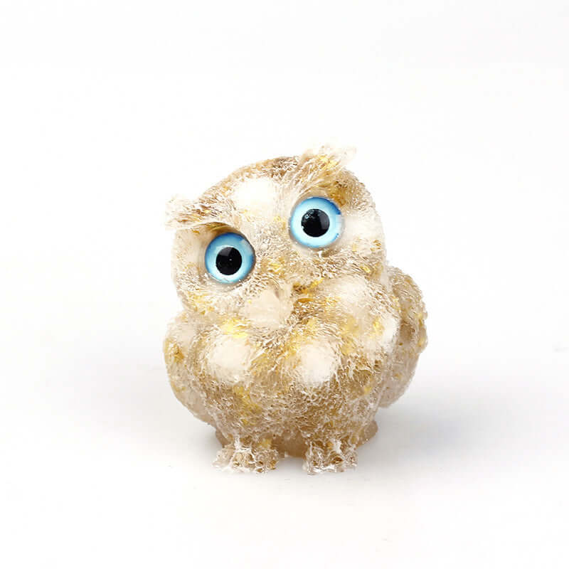 Crystal Stone Owl Ornaments - Handcrafted Table Top Decor for Home & Office | Feng Shui Gift, Zen Meditation Decor, Bookshelf Display | A6565
