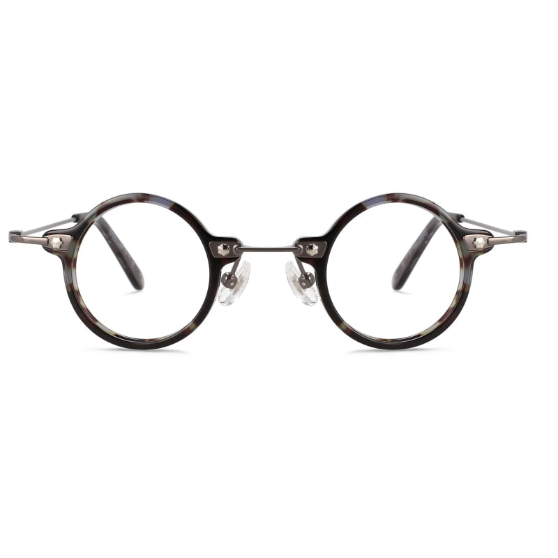 CCspace Unisex Full Rim Small Round Acetate Titanium Eyeglasses 55324 - Lightweight & Durable Frame for Men & Women - Perfect for Reading, Working & Daily Wear