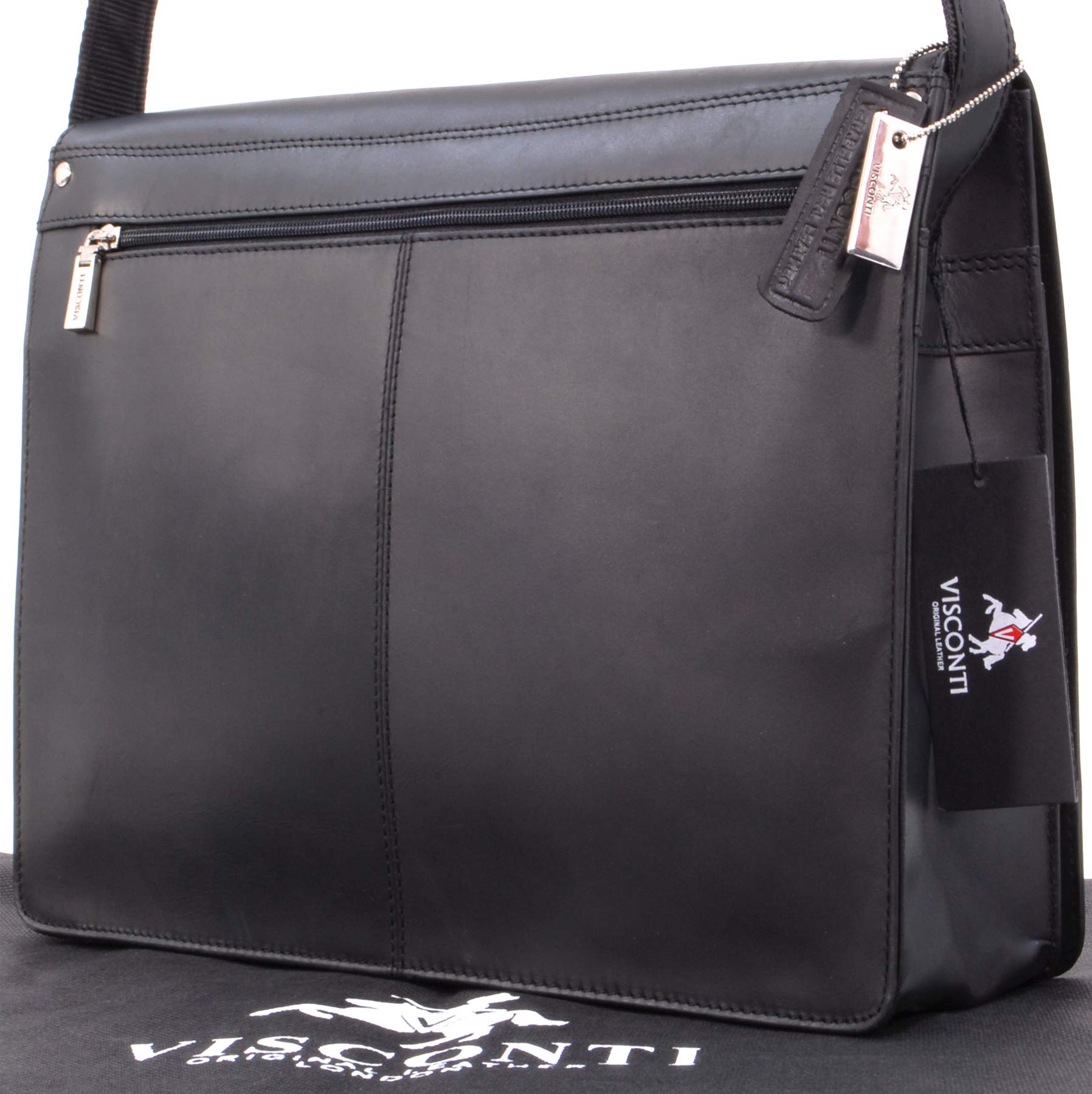 VISCONTI Genuine Leather Messenger Bag for Men - 13-14 Inch Laptop Briefcase - Professional Work Bag Fits A4 Notebooks & Documents - Perfect for Office, Business Travel & College (Model 18548 Harvard)