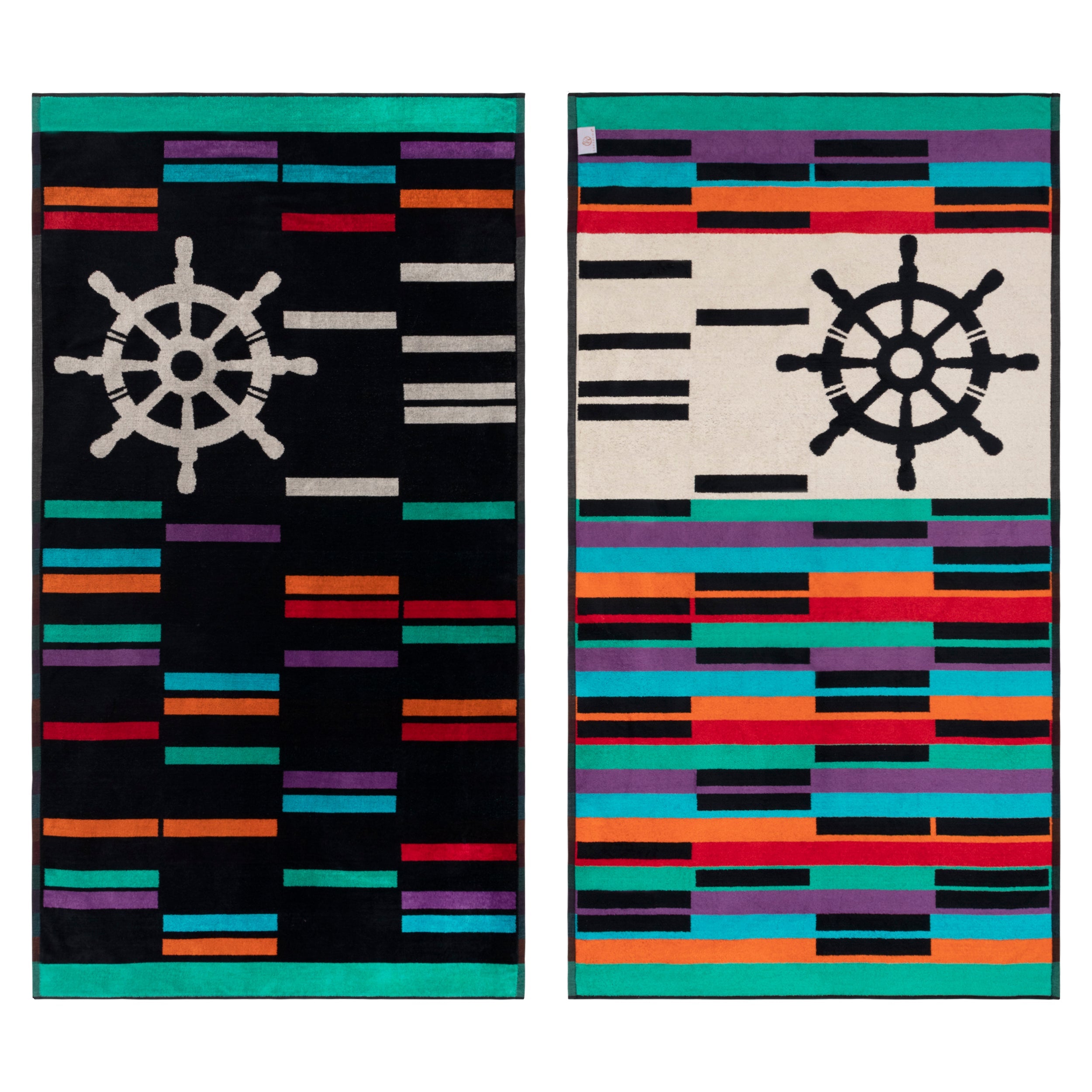 Retro Spin Wheel Oversized 2-Piece Beach Towel Set - Soft, Absorbent & Quick-Drying for Pool, Beach, Vacation & Outdoor Activities