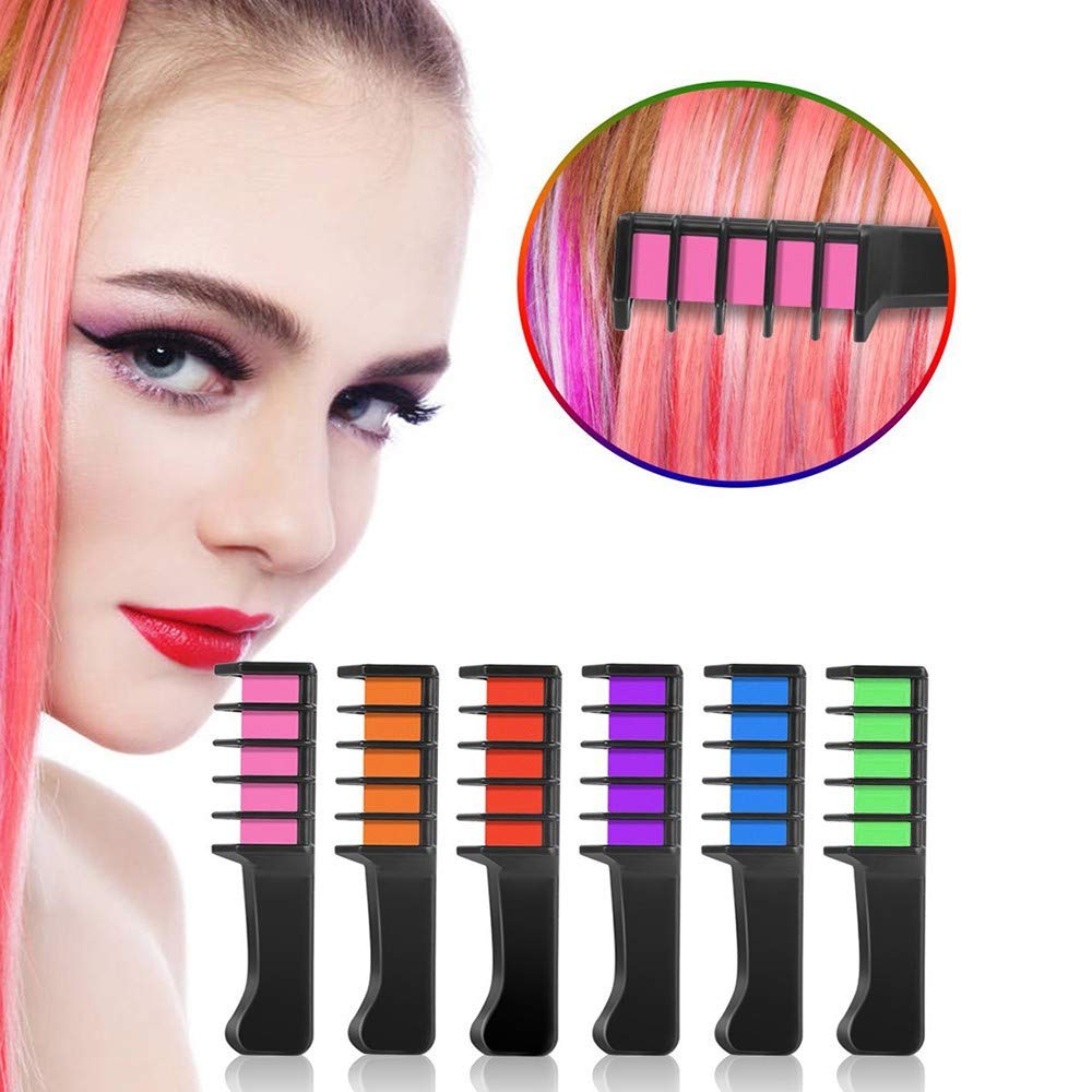Washable Temporary Hair Chalk Comb - Non-Toxic Matte Hair Color Dye for Kids & Teens | Perfect for Birthday Parties, Halloween, Christmas, Cosplay & DIY Hairstyling Fun