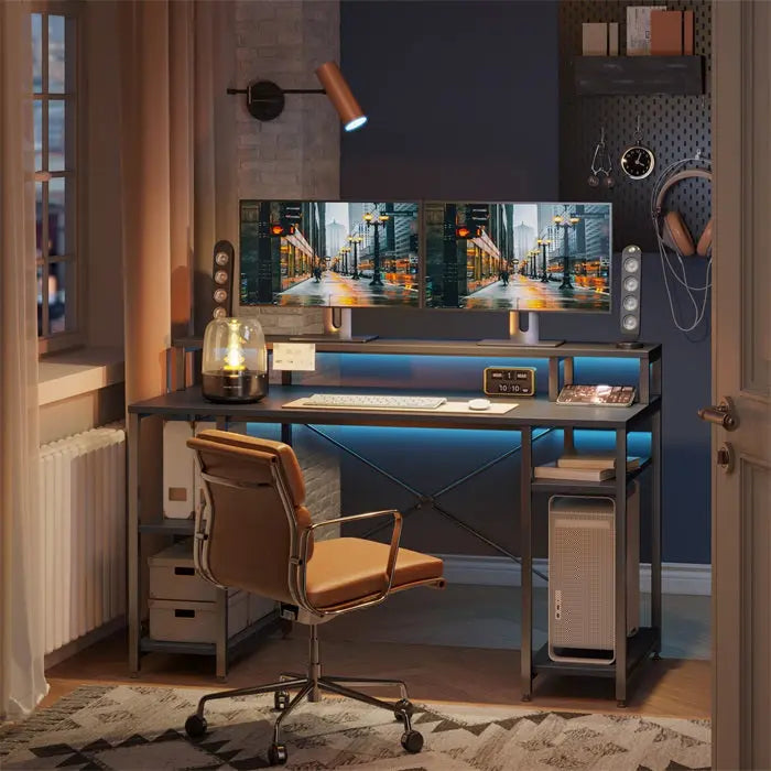 Bestier Home Office Desk with Monitor Shelf - Ergonomic Computer Desk for Small Spaces, Study & Workstation - Perfect for Remote Work, Gaming & Office Setup
