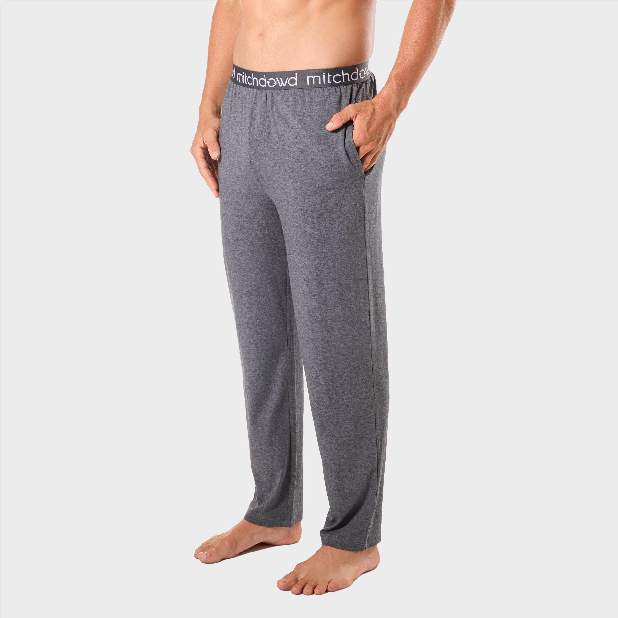 Soft Bamboo Knit Sleep Pants for Men - Breathable & Comfortable Lounge Pants in Grey Marle - Perfect for Relaxing at Home, Lounging & Sleeping