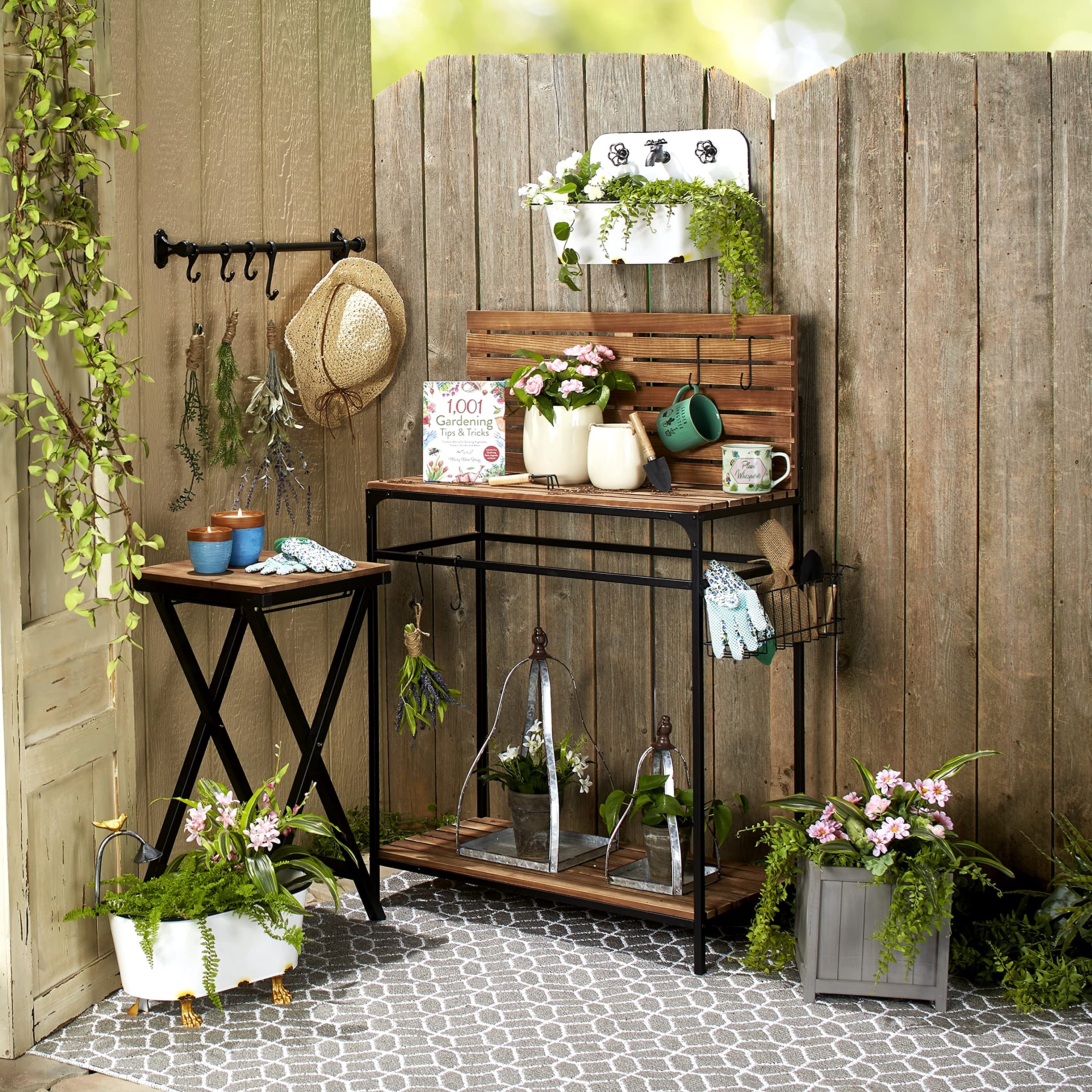 Foldable Outdoor Side Table - Compact Rustic Patio & Deck Stand for Camping, Picnics & Backyard BBQs