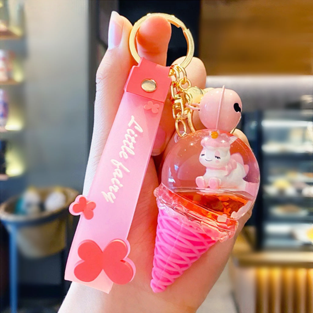 Pink Unicorn Dome Keychain for Ice Cream Lovers - Cute Gift for Girls, Kids & Kawaii Fans - Perfect for Backpacks, Purses & Keyrings